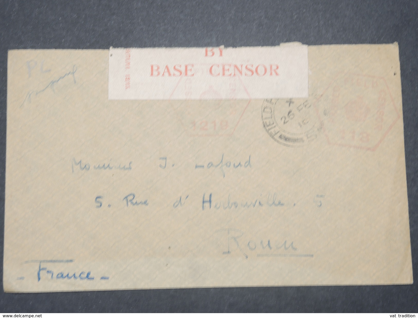 FRANCE / GB - Enveloppe En Franchise Pour Rouen En 1918 Avec Contrôle Postal - L 9246 - 1. Weltkrieg 1914-1918