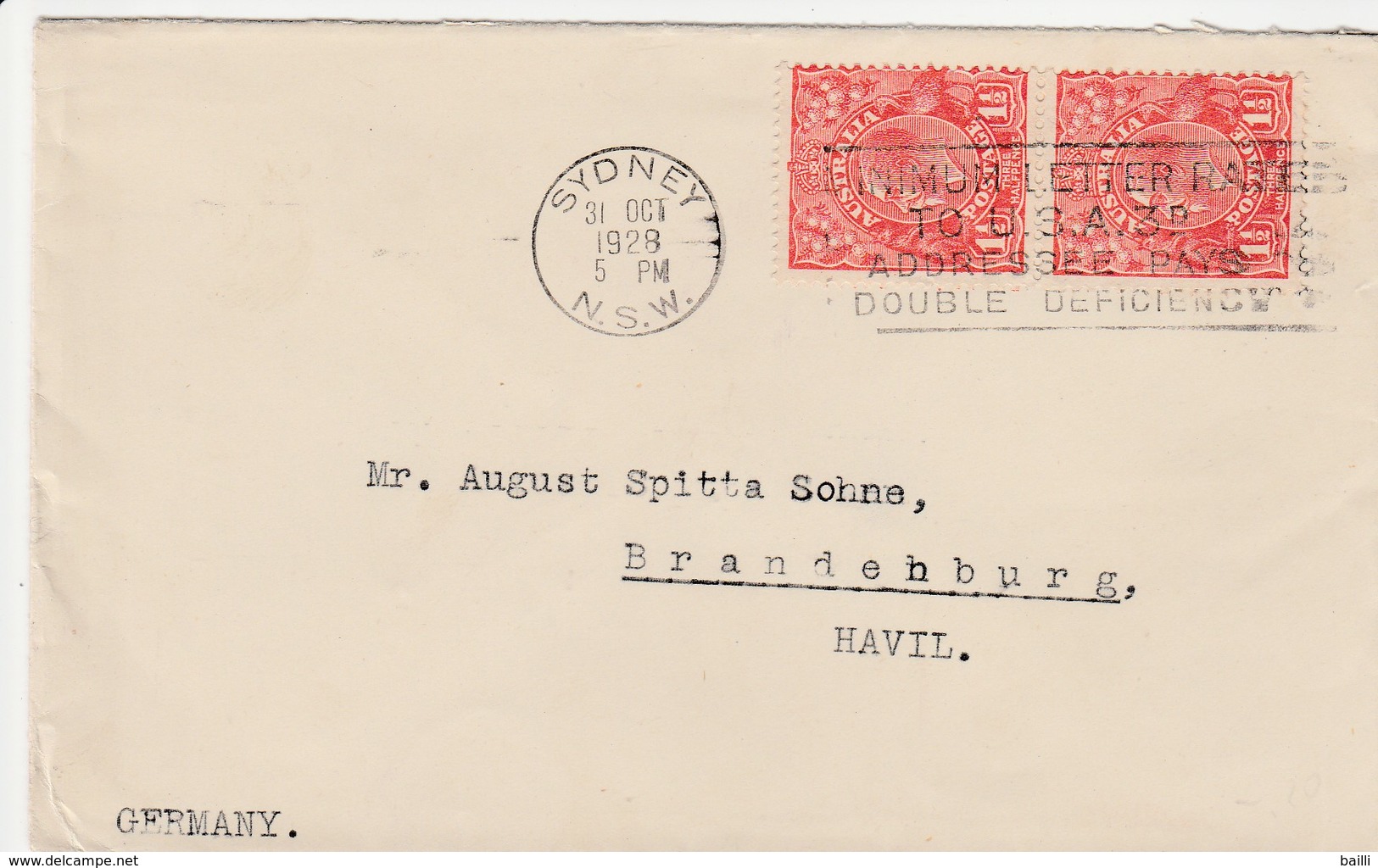Australie Lettre Pour L'Allemagne 1928 - Storia Postale