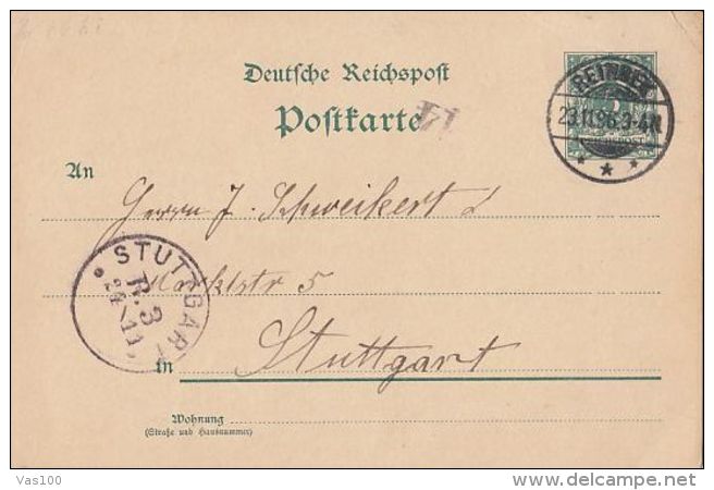KINGDOM OF WURTTEMBERG, PC STATIONERY, ENTIER POSTAL, 1896, GERMANY - Postcards