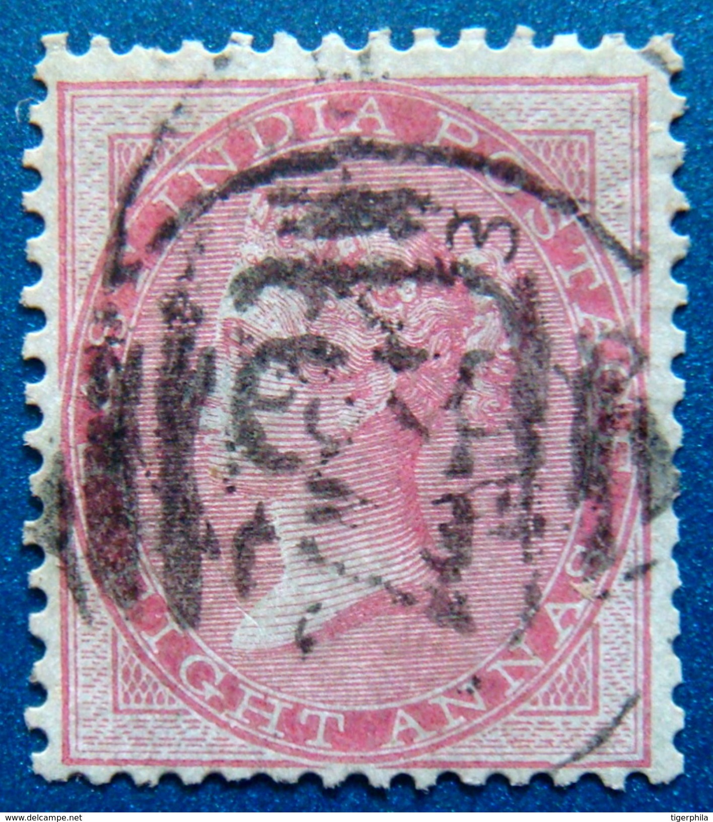 BRITISH INDIA 1855 8as Queen Victoria DIE-I Used UNWATERMARKED BLUISH GLAZED PAPER - 1854 Compagnia Inglese Delle Indie