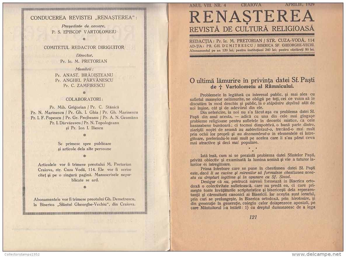 5408FM- REBIRTH-RENASTEREA, RELIGIOUS MAGAZINE, KING MICHAEL STAMP, 22 PAGES, 1929, ROMANIA - Zeitungen & Zeitschriften