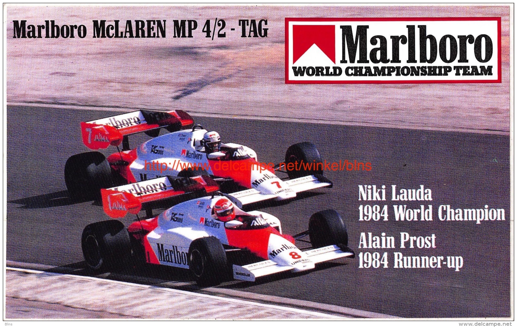 Marlboro McLaren MP 4/2 TAG - Niki Lauda Alain Prost - Automobile - F1