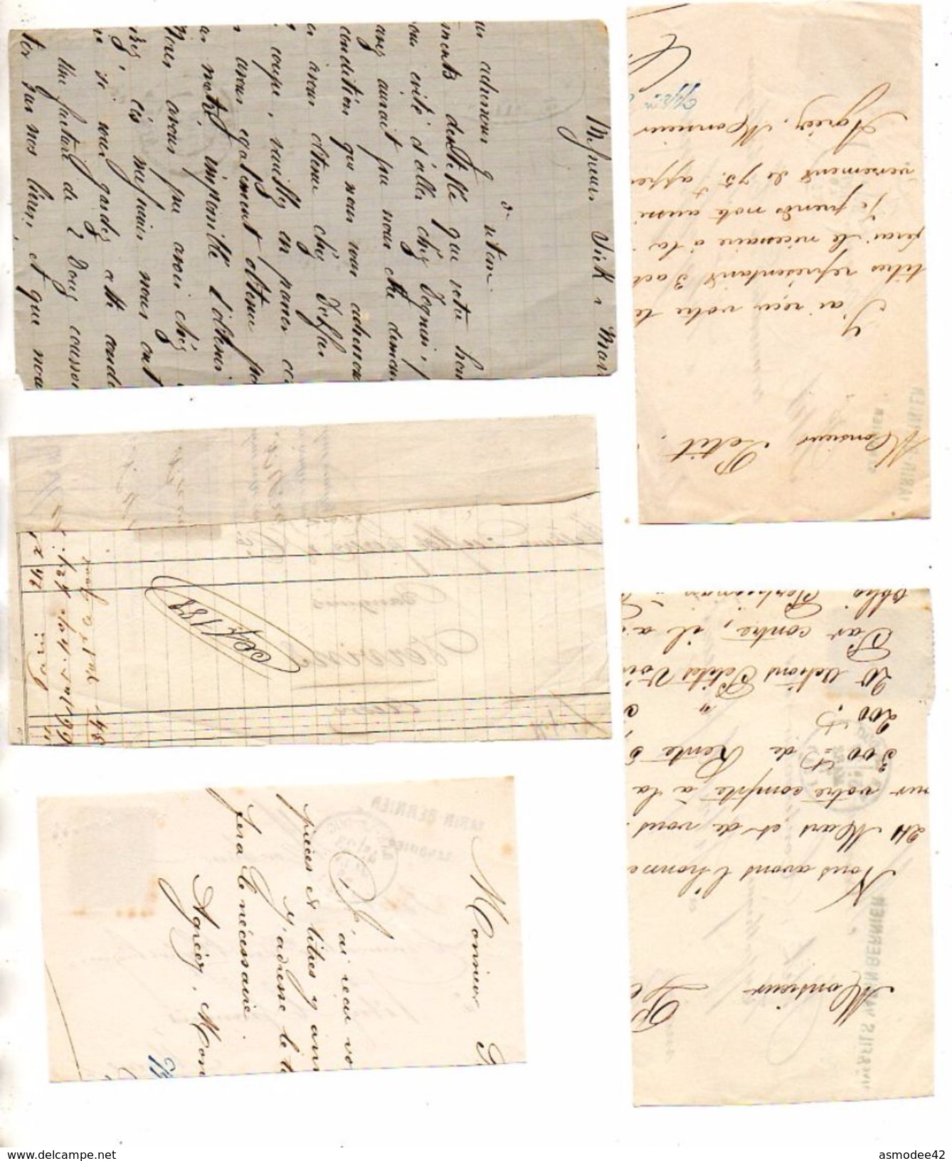 FRANCE LOT DE 5 DEVANTS DE LETTRE BAR LE DUC  VARIN  BERNIER 1869  A 1876  RETHEL 1862  PARIS 1870  A4 - 1849-1876: Klassik