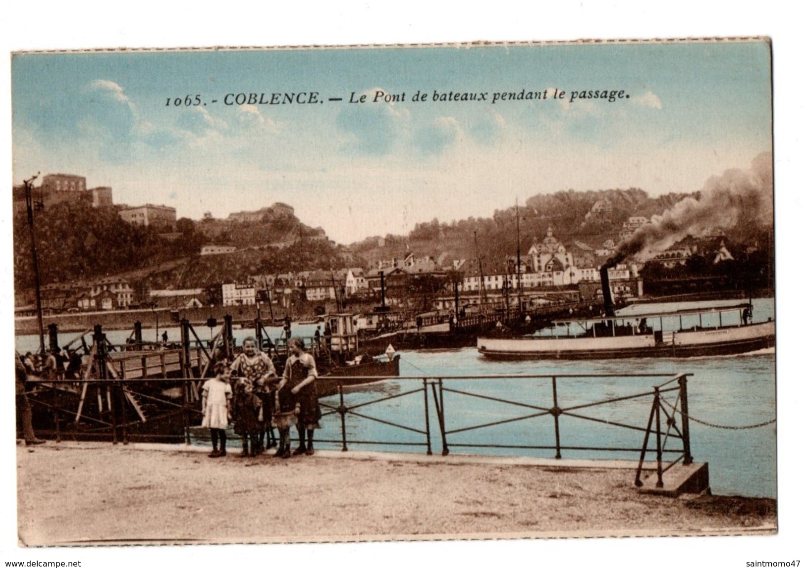 ALLEMAGNE . KOBLENZ . COBLENCE . LE PONT DES BATEAUX PENDANT LE PASSAGE - Réf. N°3332 - - Koblenz