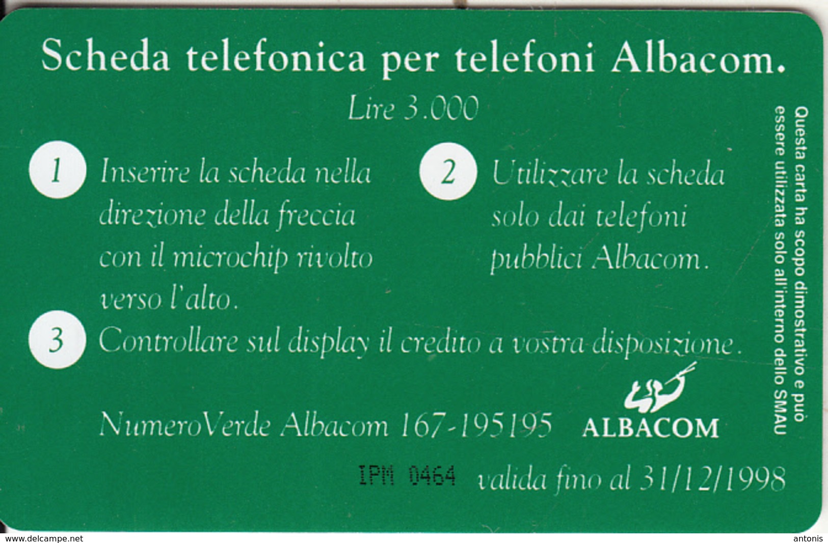 ITALY - Seven Young Lions(IPM Test), Albacom Telecard L.3000, Tirage 1000, Exp.date 31/12/98, Used - Other & Unclassified