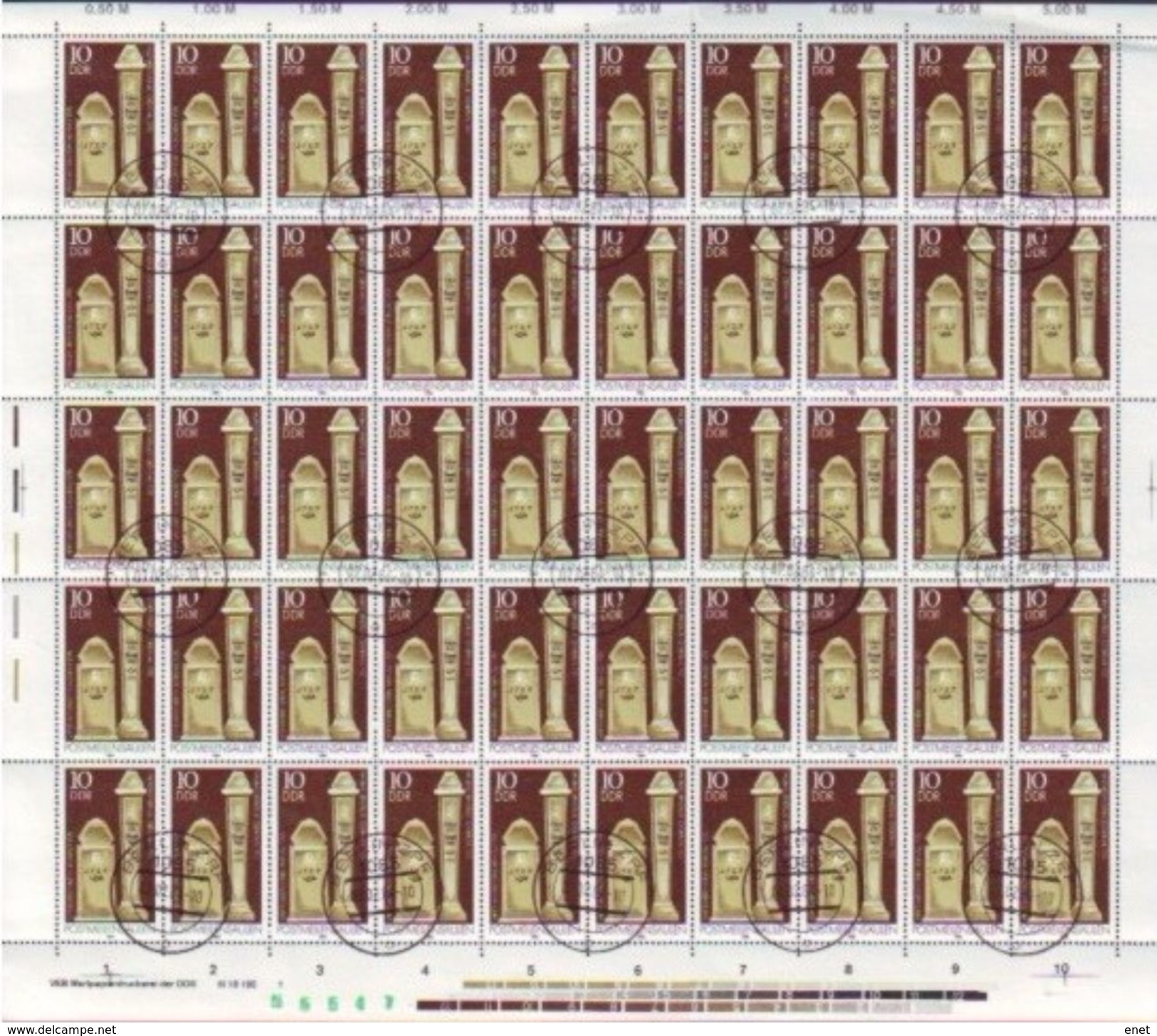 DDR 1984 - MiNr 2853 Bogen - Mit 2853 I Und 2853 II - Postmeilensäulen Mit Fehlern - Abarten Und Kuriositäten