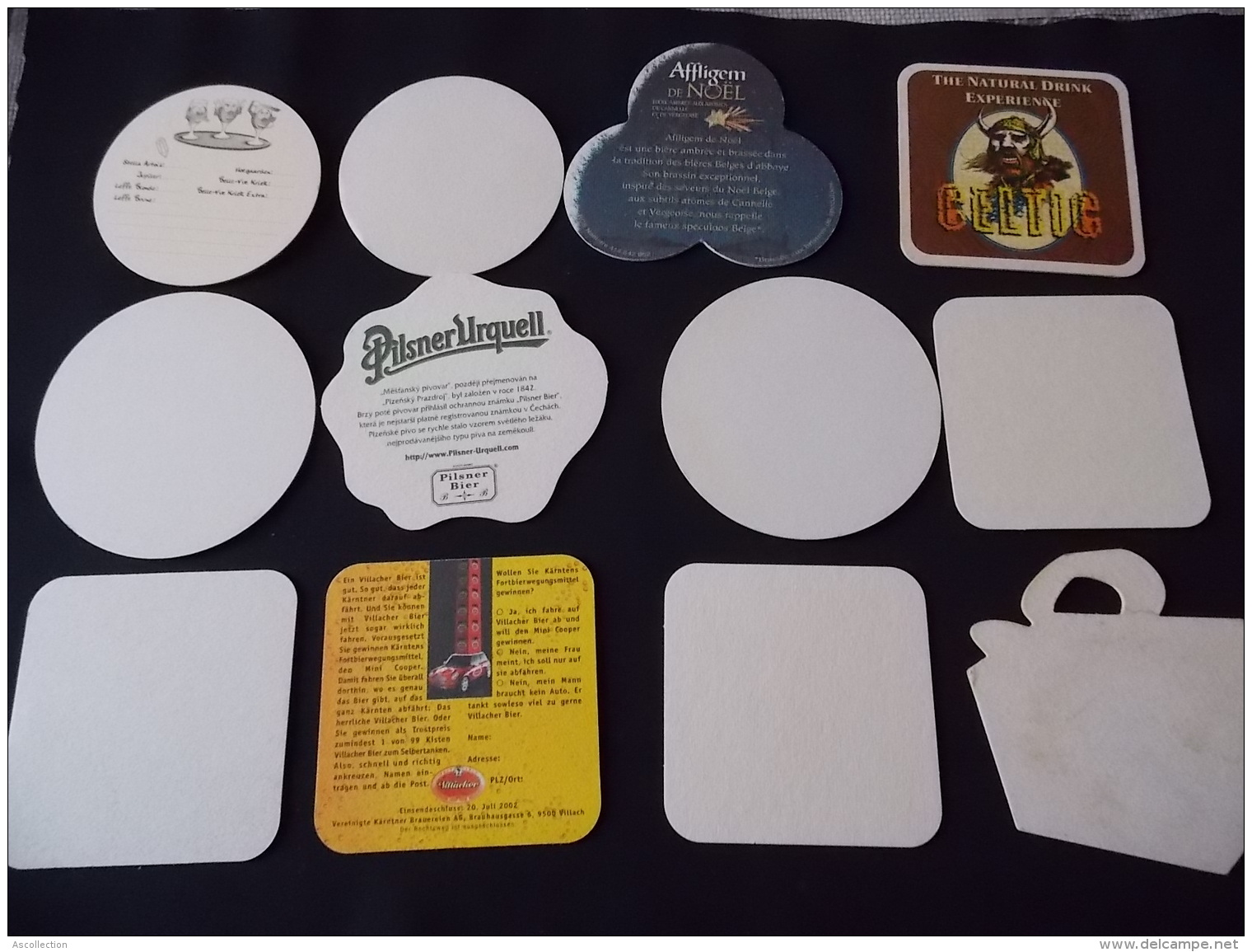 12 Sous Bocks  St Feuillien, Leireken, Grimbergen, Bieken, Tripel Karmeliet, Plzensky, Belle Vue Jriek, Leffe ... - Beer Mats