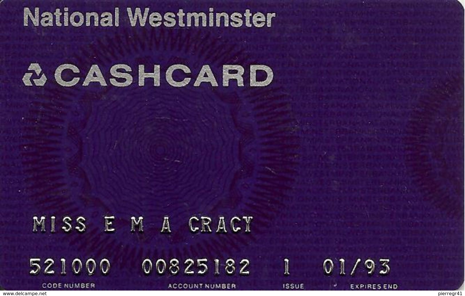 -CARTE@-MAGNETIQUE-CB-GB-NATIONAL WESTMINSTER-01/93- De La Rue-TBE-RARE - Disposable Credit Card