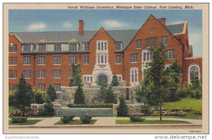 Michigan East Lansing Sarah Williams Dormiotry Michigan State College 1943 Curteich - Lansing