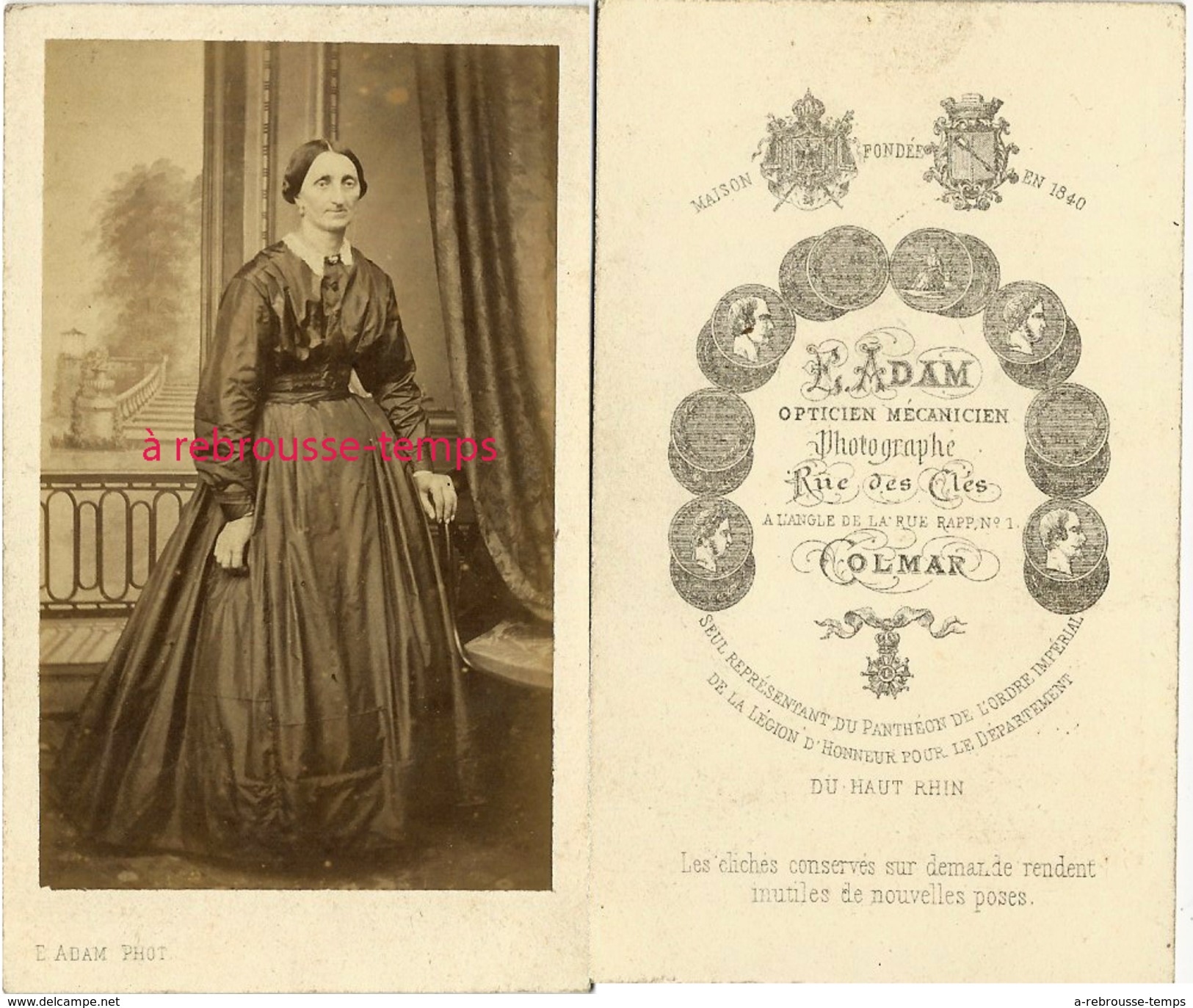 CDV Mode Second Empire-femme-photo E. Adam Opticien Mécanicien Rue Des Clés à Colmar - Anciennes (Av. 1900)