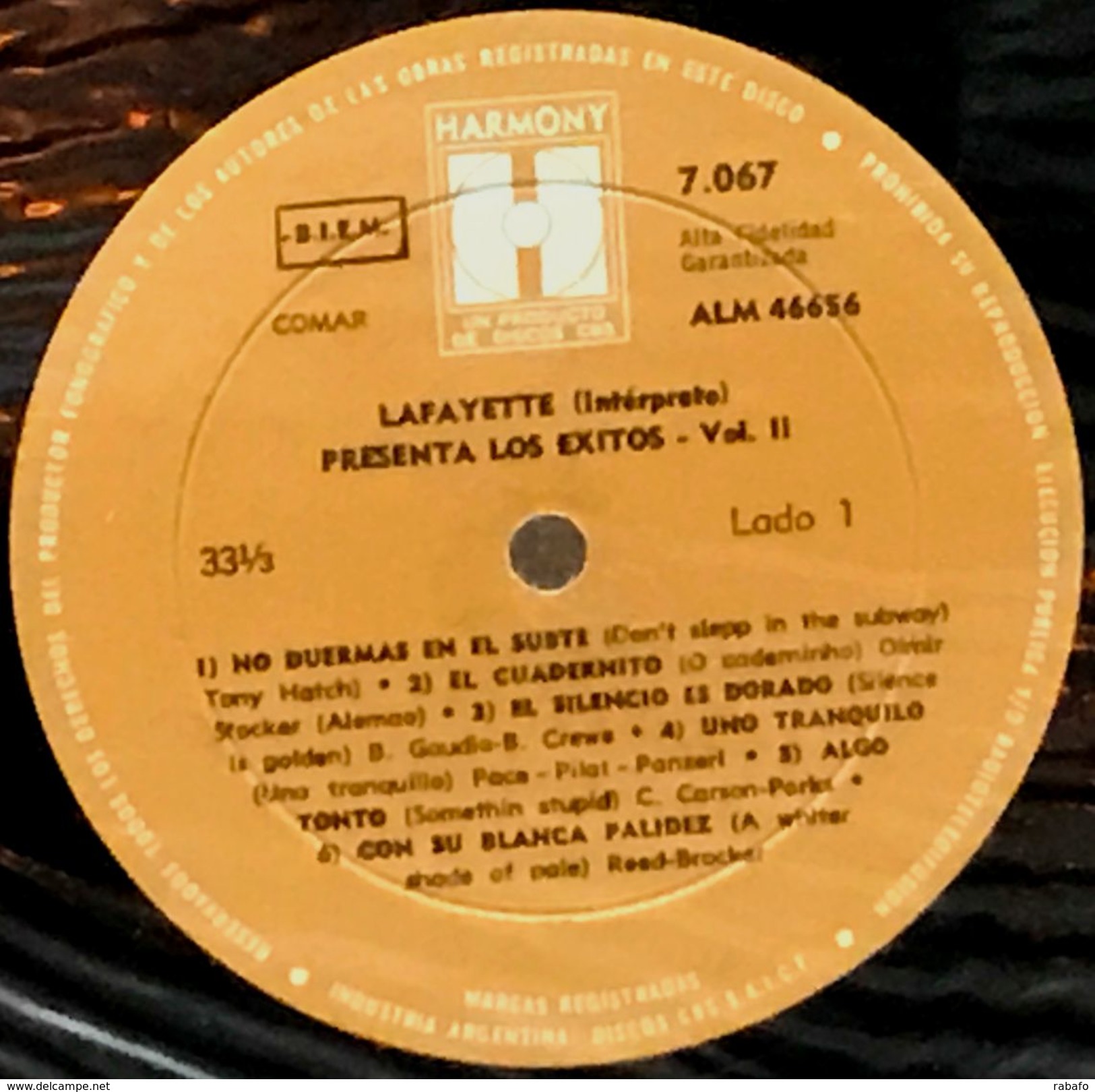 LP Argentino De Lafayette Año 1967 Reedicion - Instrumental