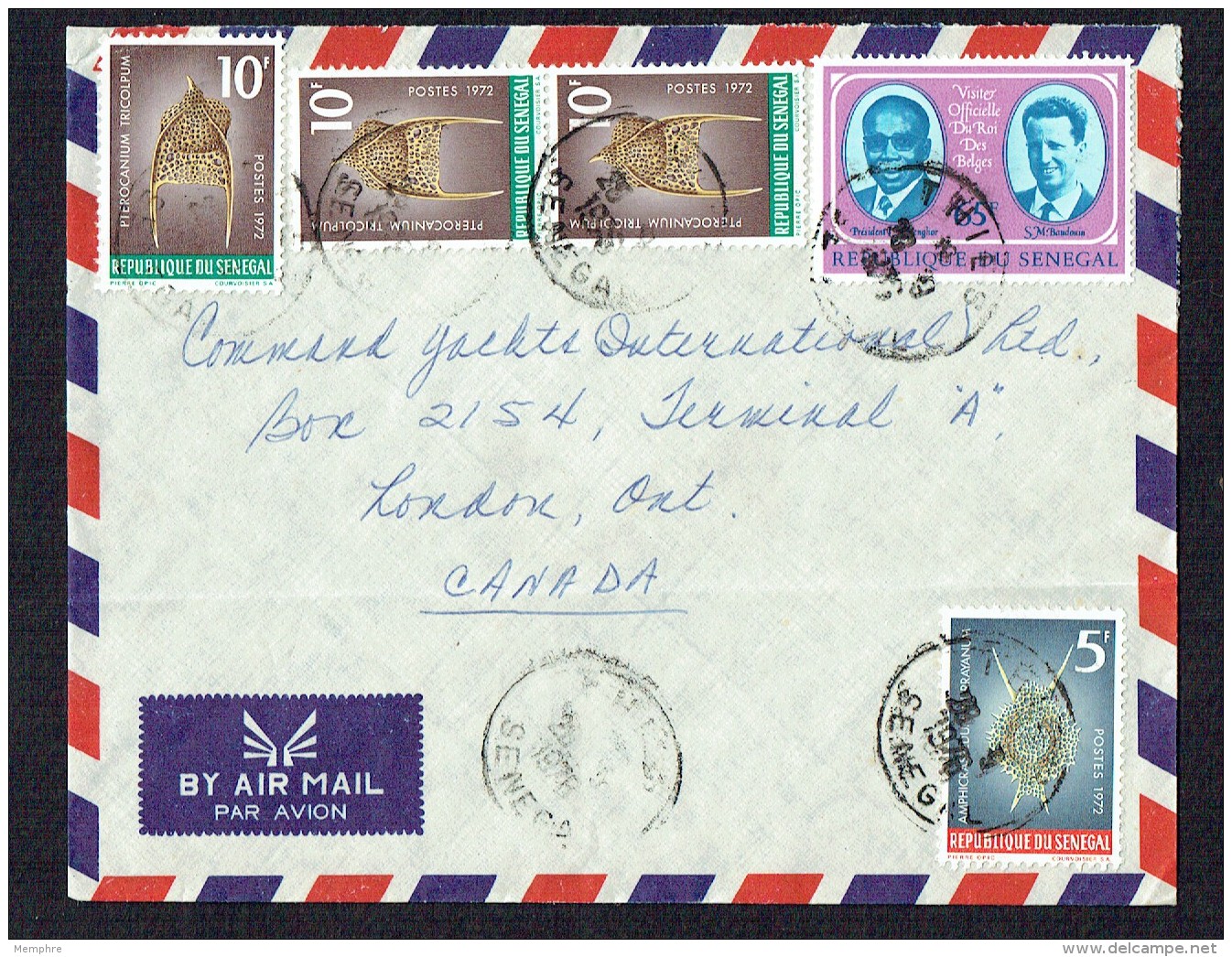 1978  Lettre Avion  Pour Le Canada  Roi Des Belges 65fr, Vie Marine - Senegal (1960-...)