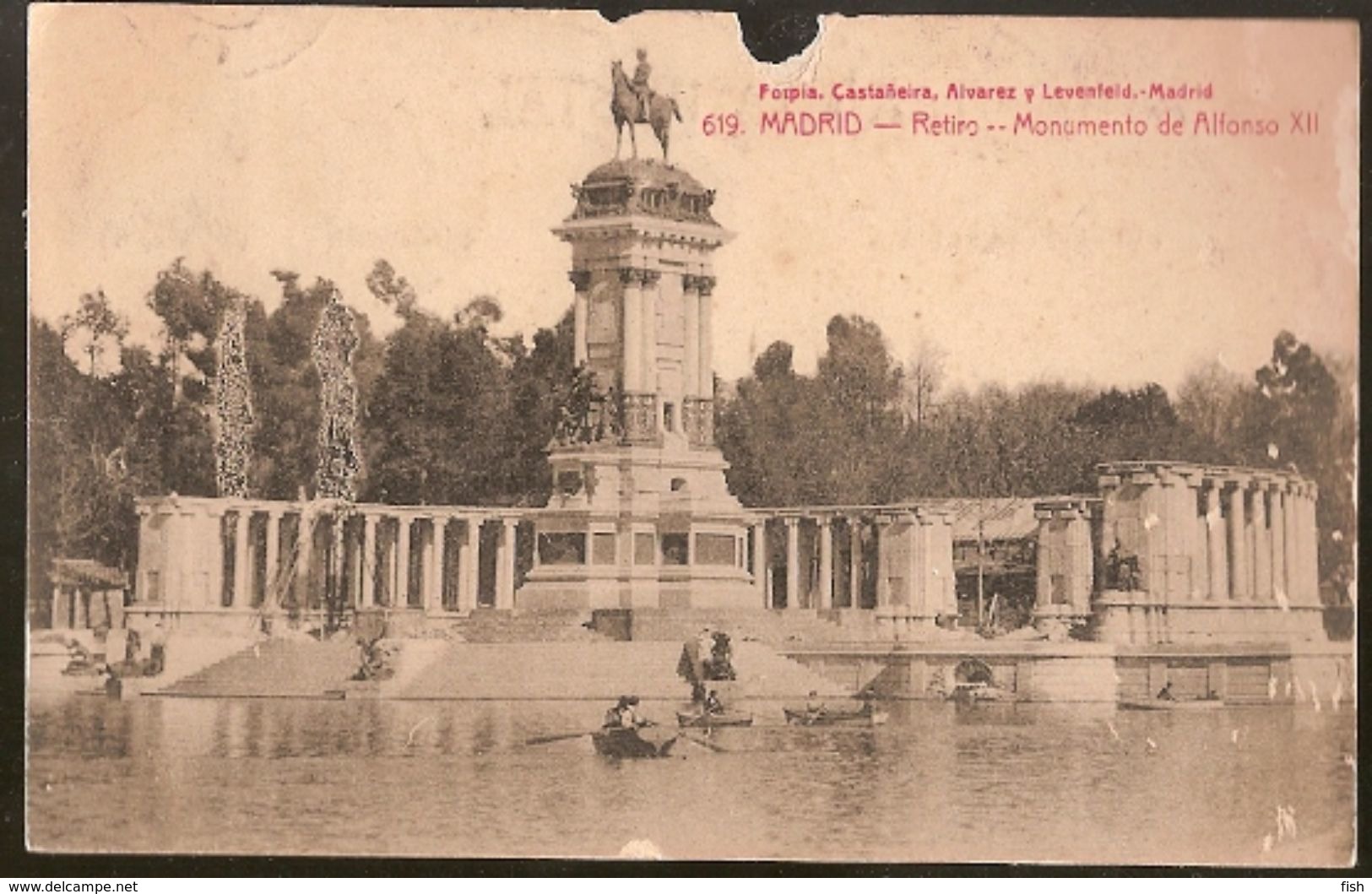 Spain & Circulated Postal, Monumento De Alfonso XII,  Madrid Elvas Portugal 1915  (35) - Monuments
