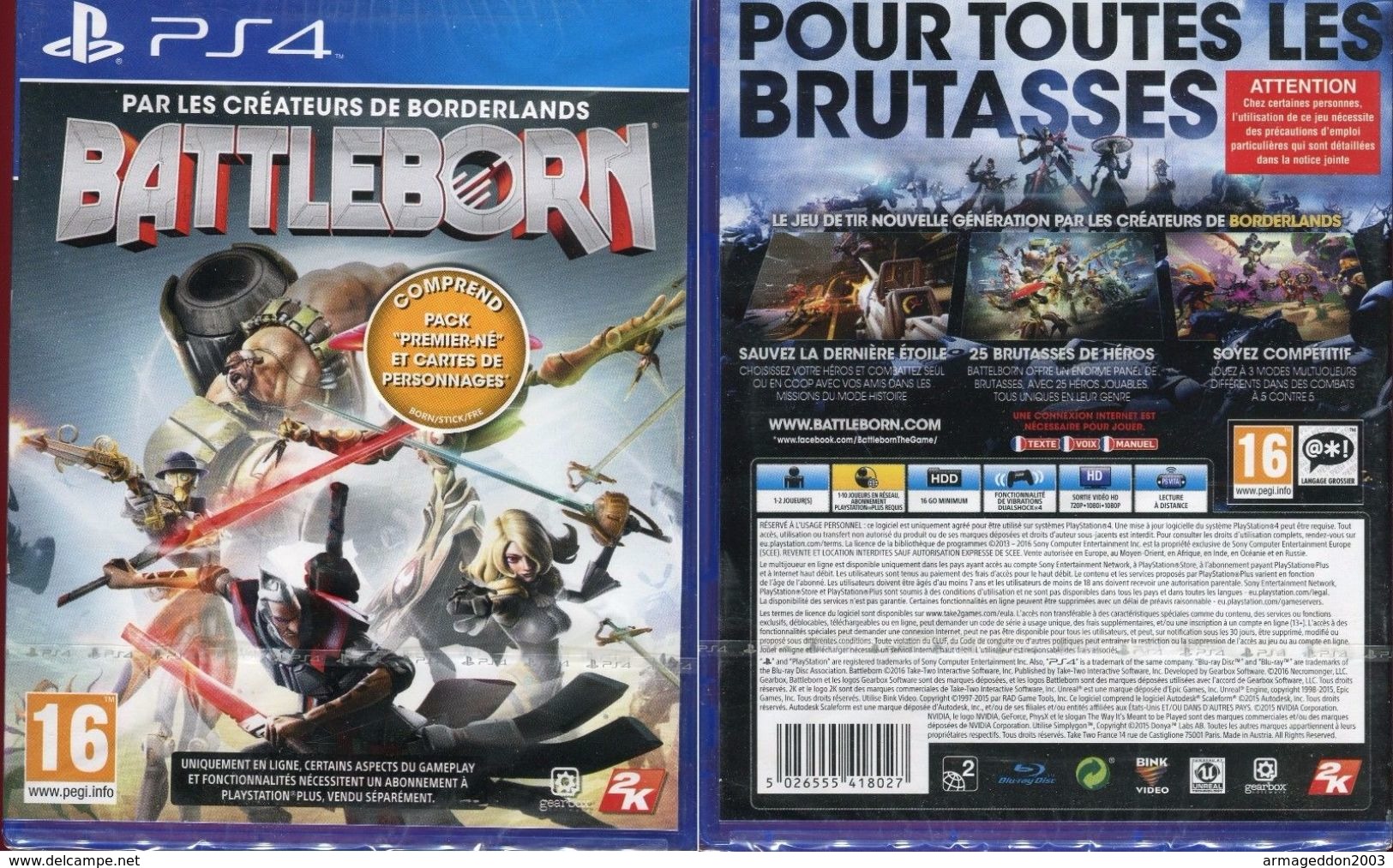 Sony Playstation 4 PS4 BATTLEBORN PACK PREMIER NE ET CARTES DE PERSONNAGES NEUF - PS4