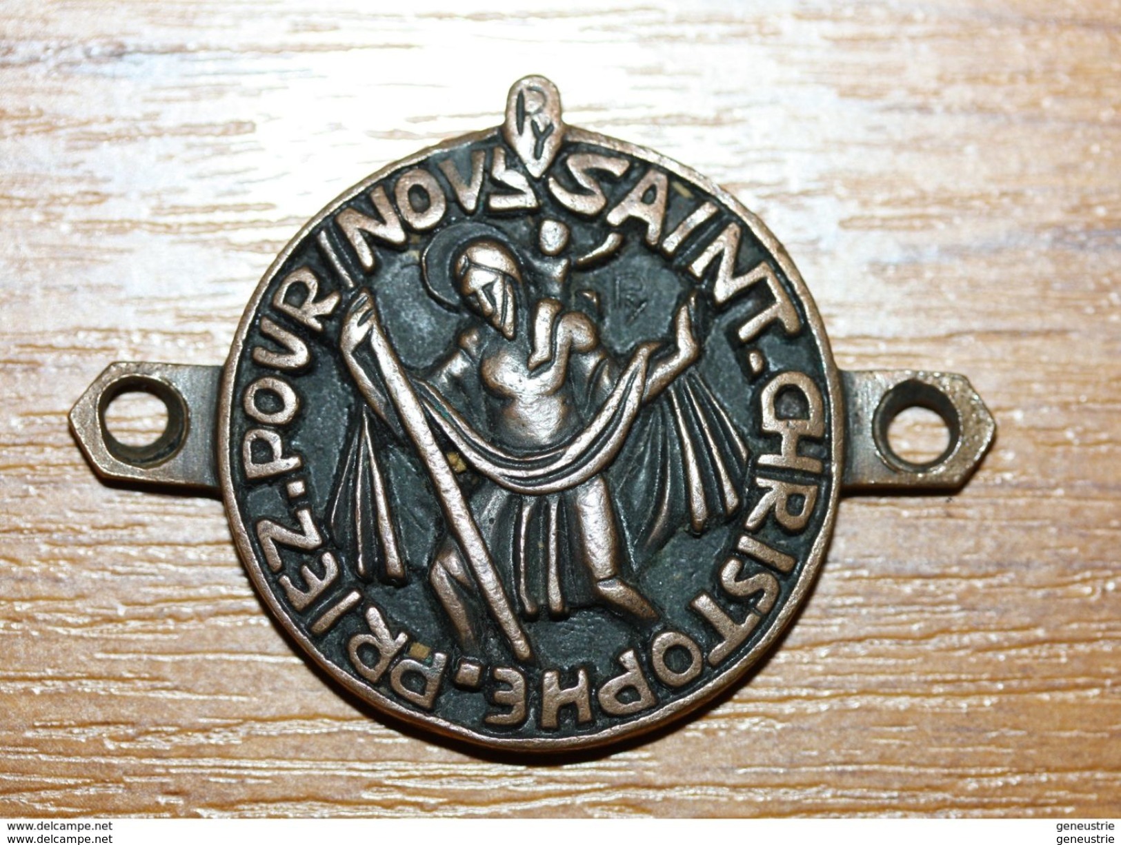Rare Mascotte Porte-bonheur De Tableau De Bord De Voiture Ancienne Années 30 "Saint Christophe" Grav. Fernand Py - Religion & Esotérisme