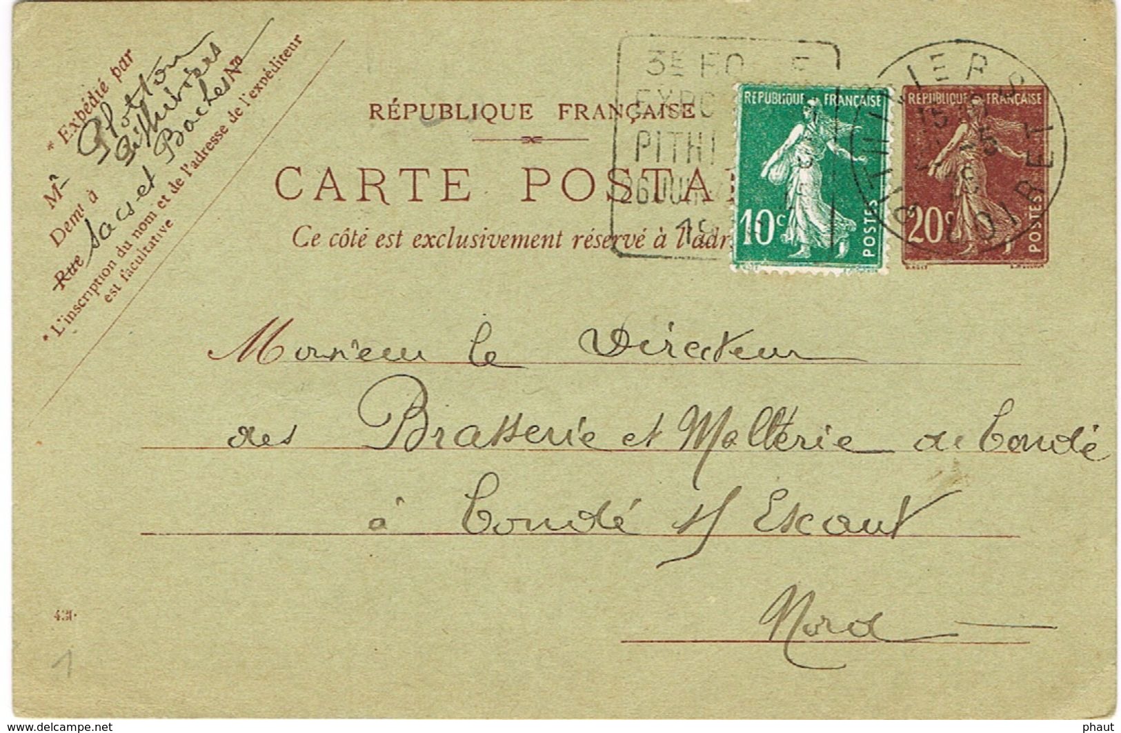 DAGUIN COMMEMORATIF DE PITHIVIERS FOIRE EXPO 1926 SUR ENTIER POSTAL - Oblitérations Mécaniques (Autres)