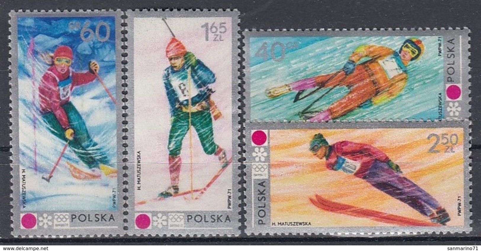 POLAND 2143-2146,unused,sport - Winter 1972: Sapporo