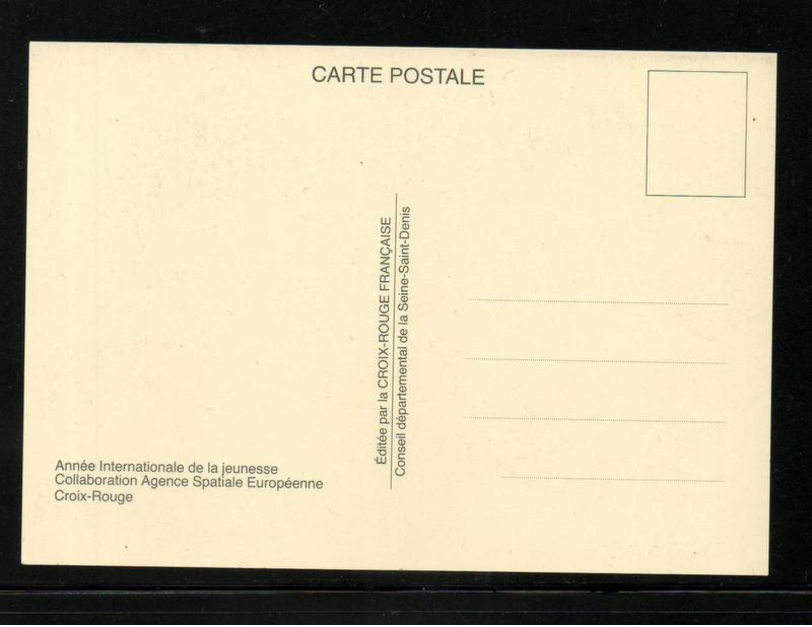 CARTE POSTALE CROIX ROUGE  1985 Message Dans L'espace - Autres & Non Classés
