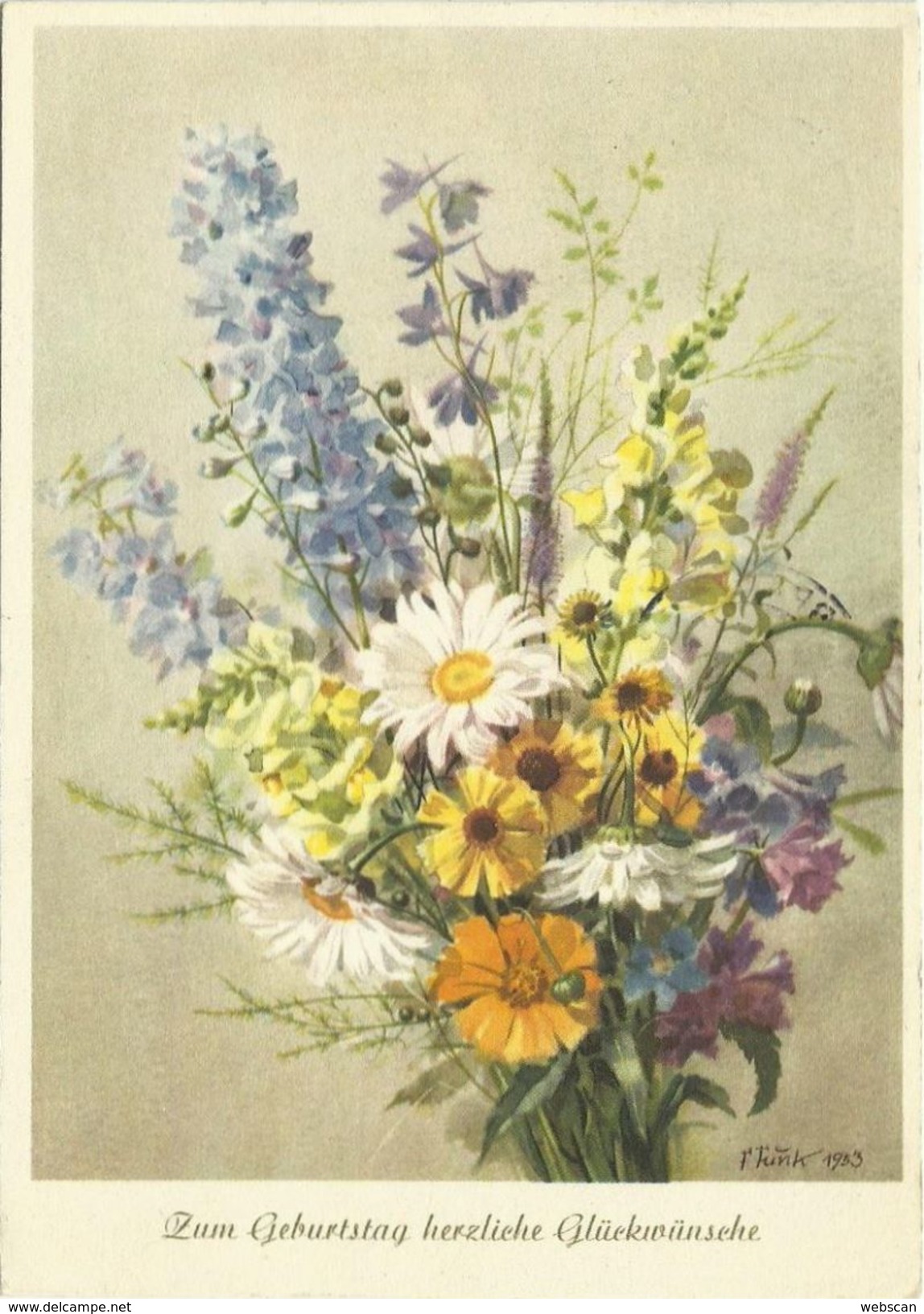 AK Landpost Schleibnitz Wanzleben Magdeburg Blumen-AK F. Funk 1962 #2379 - Wanzleben