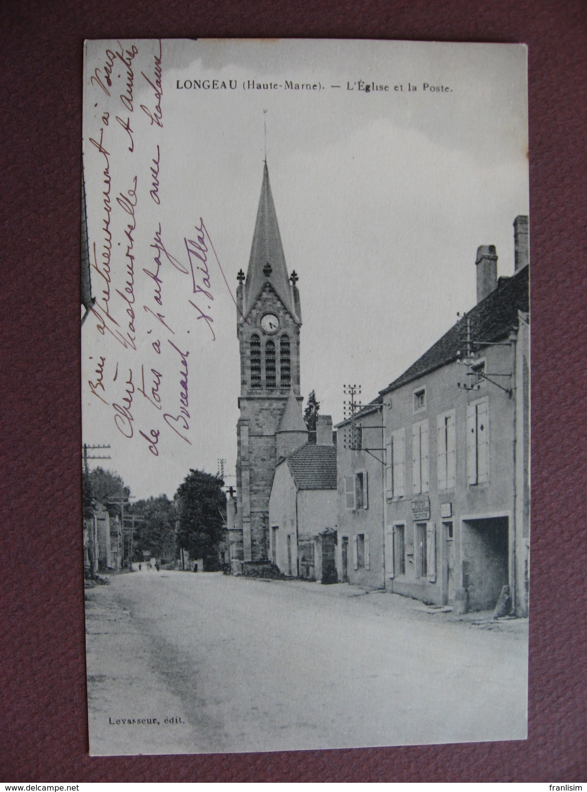 CPA 52 LONGEAU PERCEY L'Eglise Et La Poste Canton VILLEGUSIEN LE LAC - Le Vallinot Longeau Percey