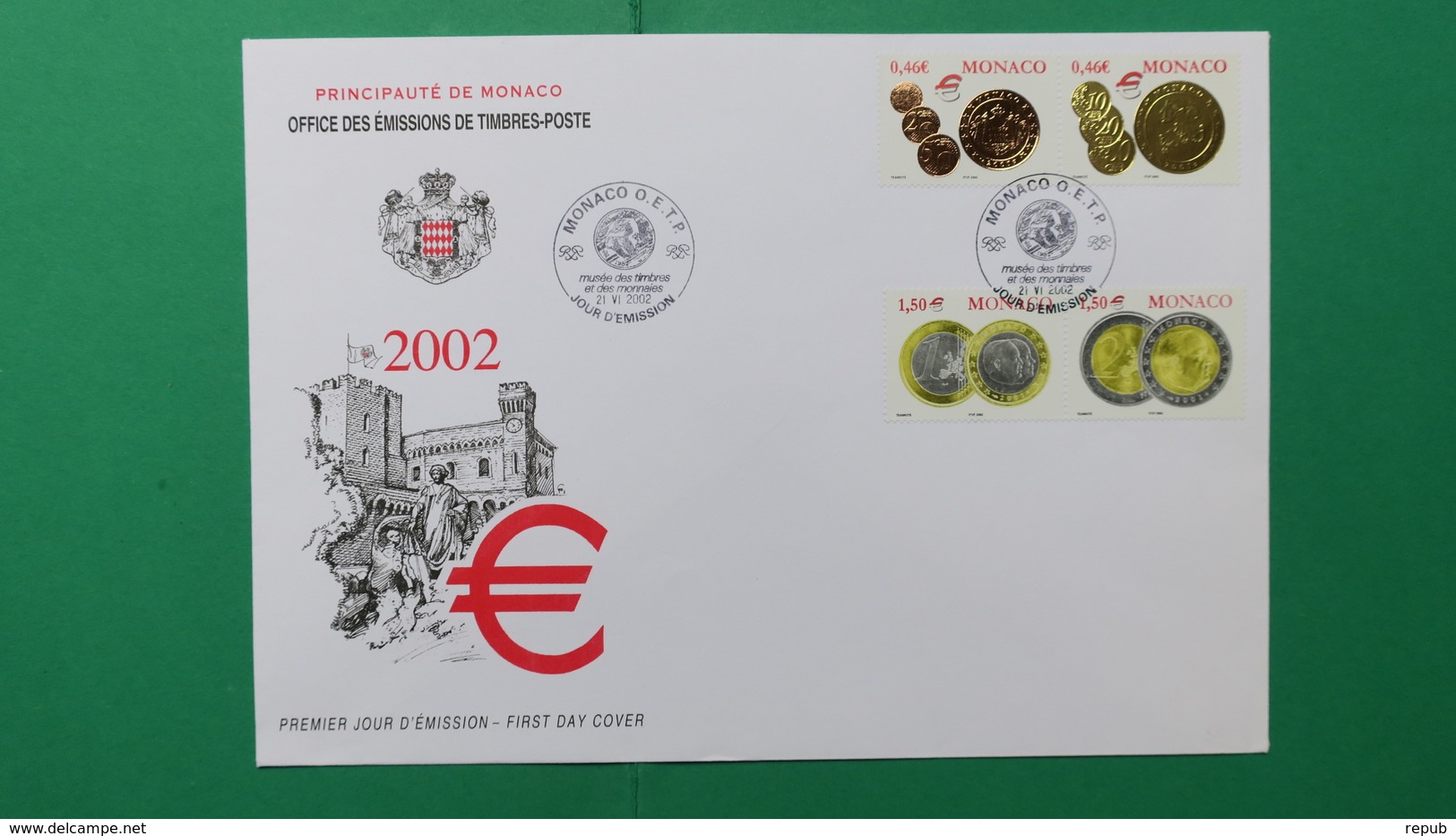 Monaco, Année  2002   Enveloppe 1 Er  Jour  N° 2356 à 2359 - FDC