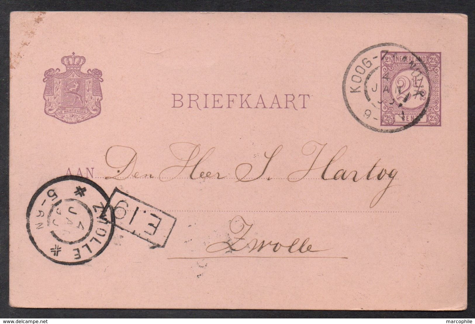 KOOG - PAYS BAS - NETHERLANDS / 1899 ENTIER POSTAL POUR ZWOLLE  (ref LE1370) - Brieven En Documenten