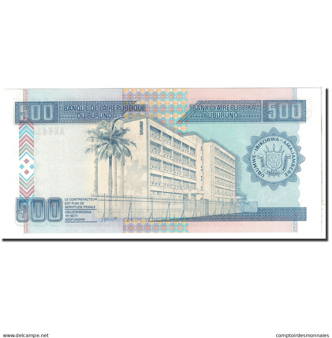 Billet, Burundi, 500 Francs, 2007, 2007-10-01, KM:38d, NEUF - Burundi