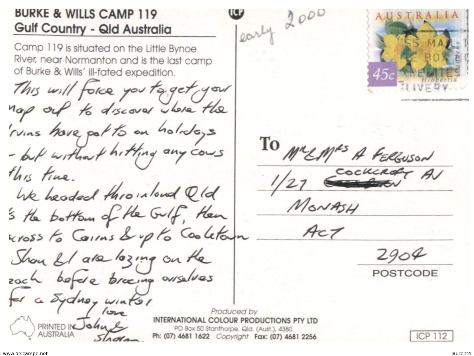 (765) Australia - (with Stamp At Back)  QLD - Burke & Wills - Camp 119 Near Normanton - Far North Queensland