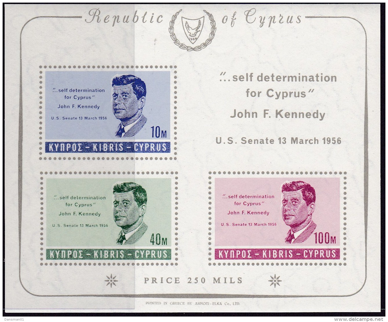 CYPRUS 1965 Kennedy Sc 253a Mint Never Hinged - Ungebraucht
