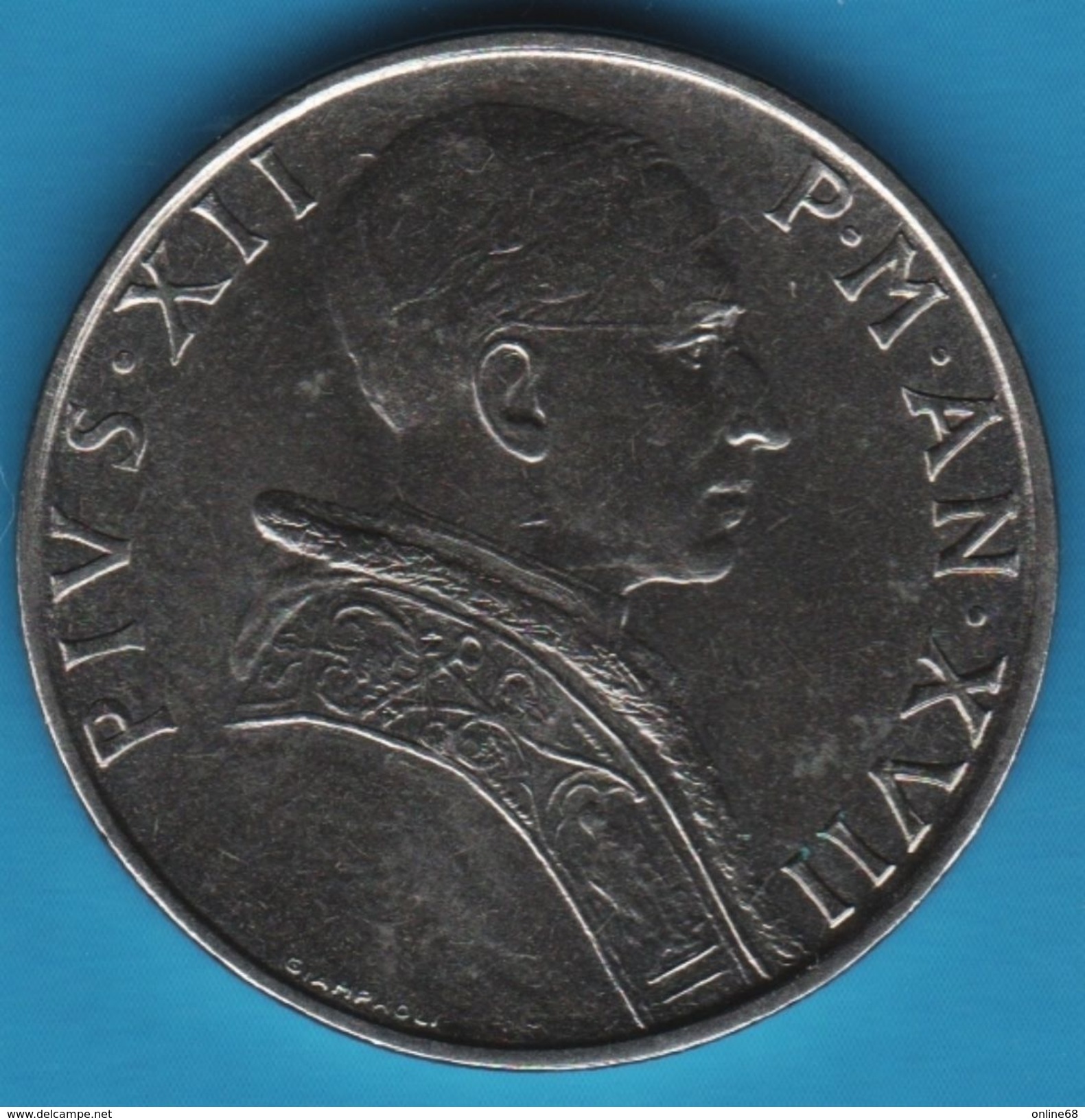 CITTA' DEL VATICANO 50 LIRE 1955 KM# 54 Pie XII - Vaticano (Ciudad Del)