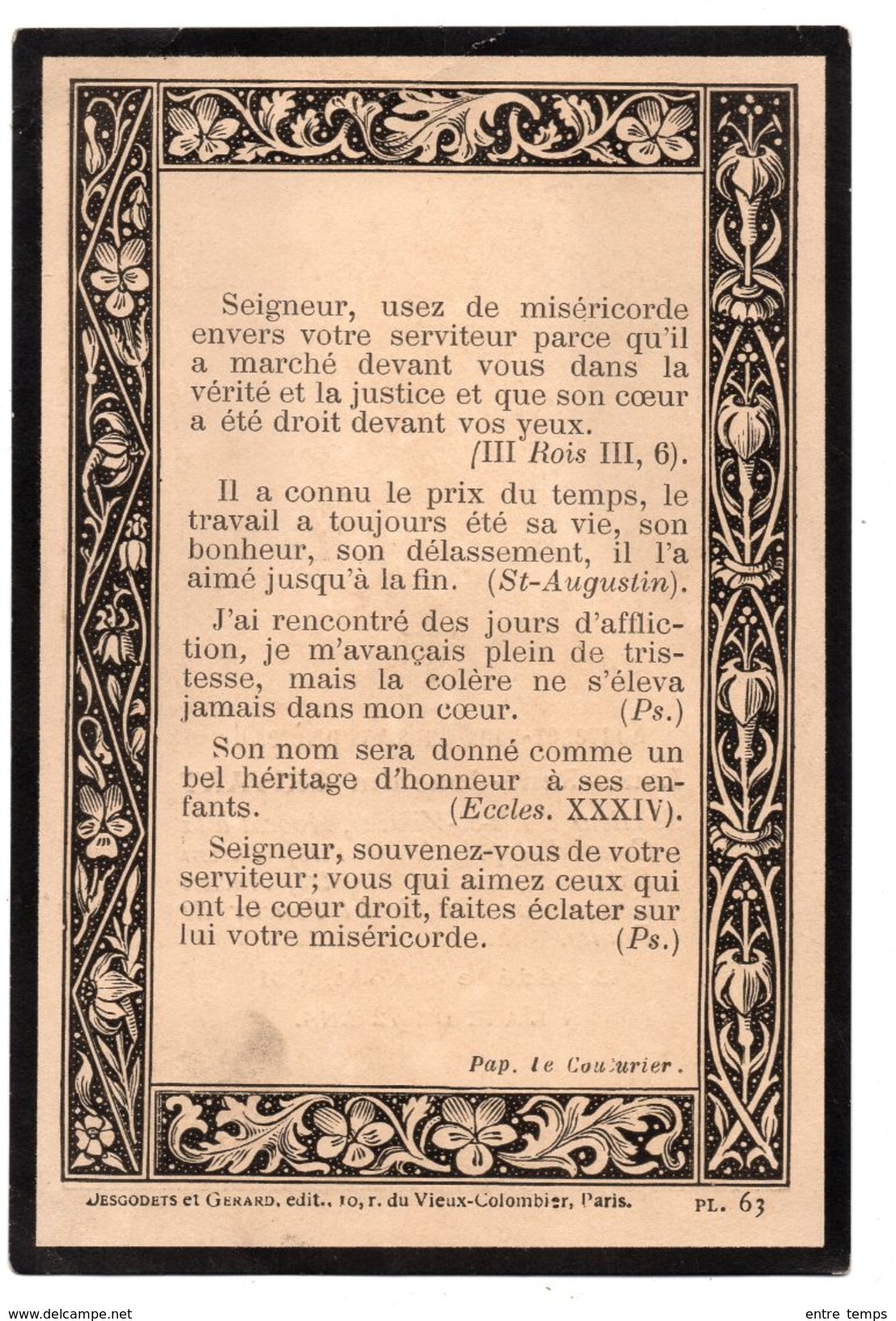 Souvenir De Décès Rennes Sénateur Grivart - Collections