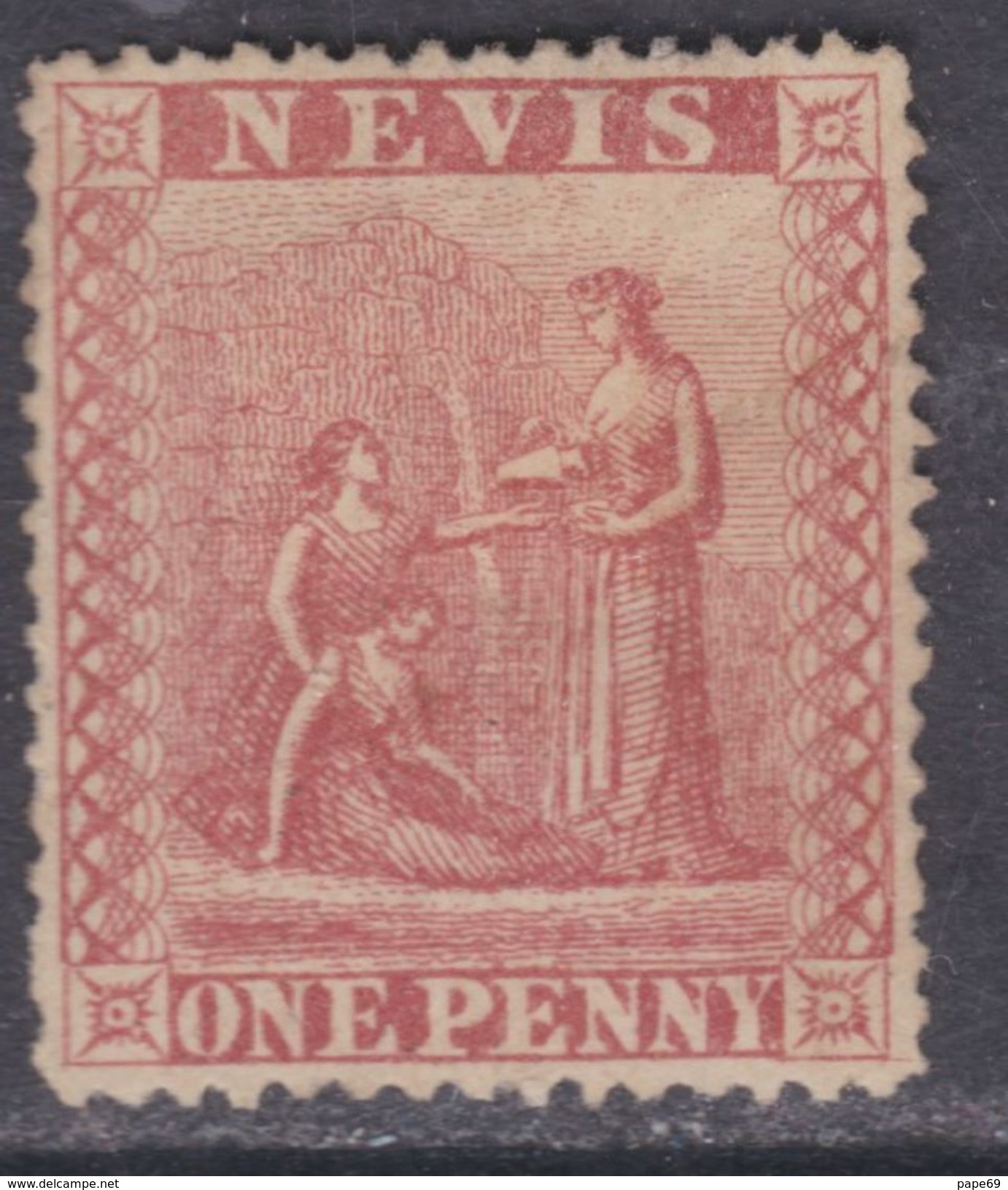 Nevis N° 12 X Armoirie De La Colonie 1 P. Rouge  Trace De Charnière Sinon TB - Other & Unclassified