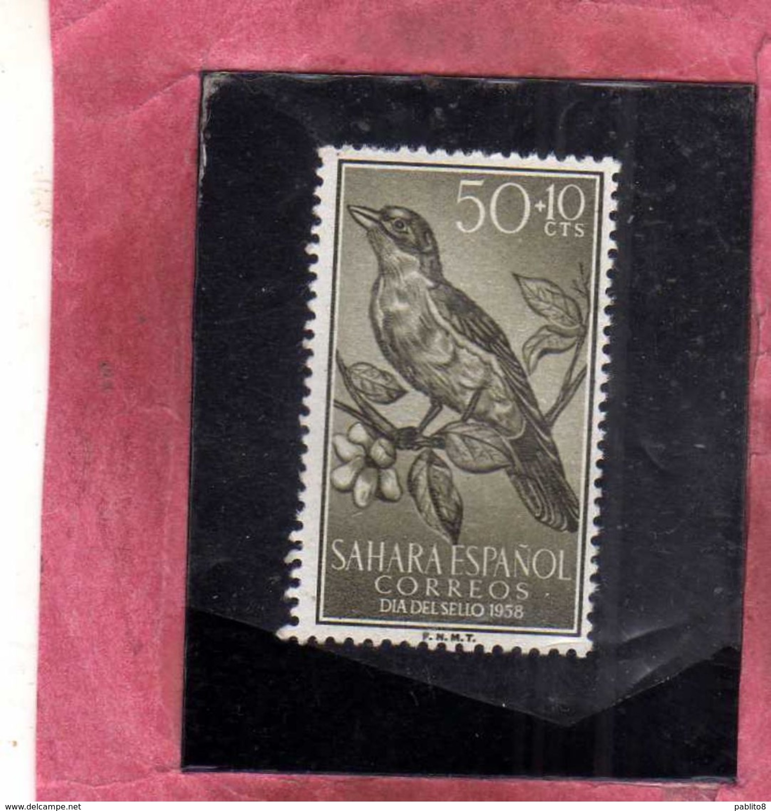 SAHARA ESPAÑOL SPANISH SPAGNOLO 1958 STAMP DAY DIA DEL SELLO GIORNATA DEL FRANCOBOLLO BIRD FAUNA CENT. 50 + 10c MNH - Sahara Spagnolo