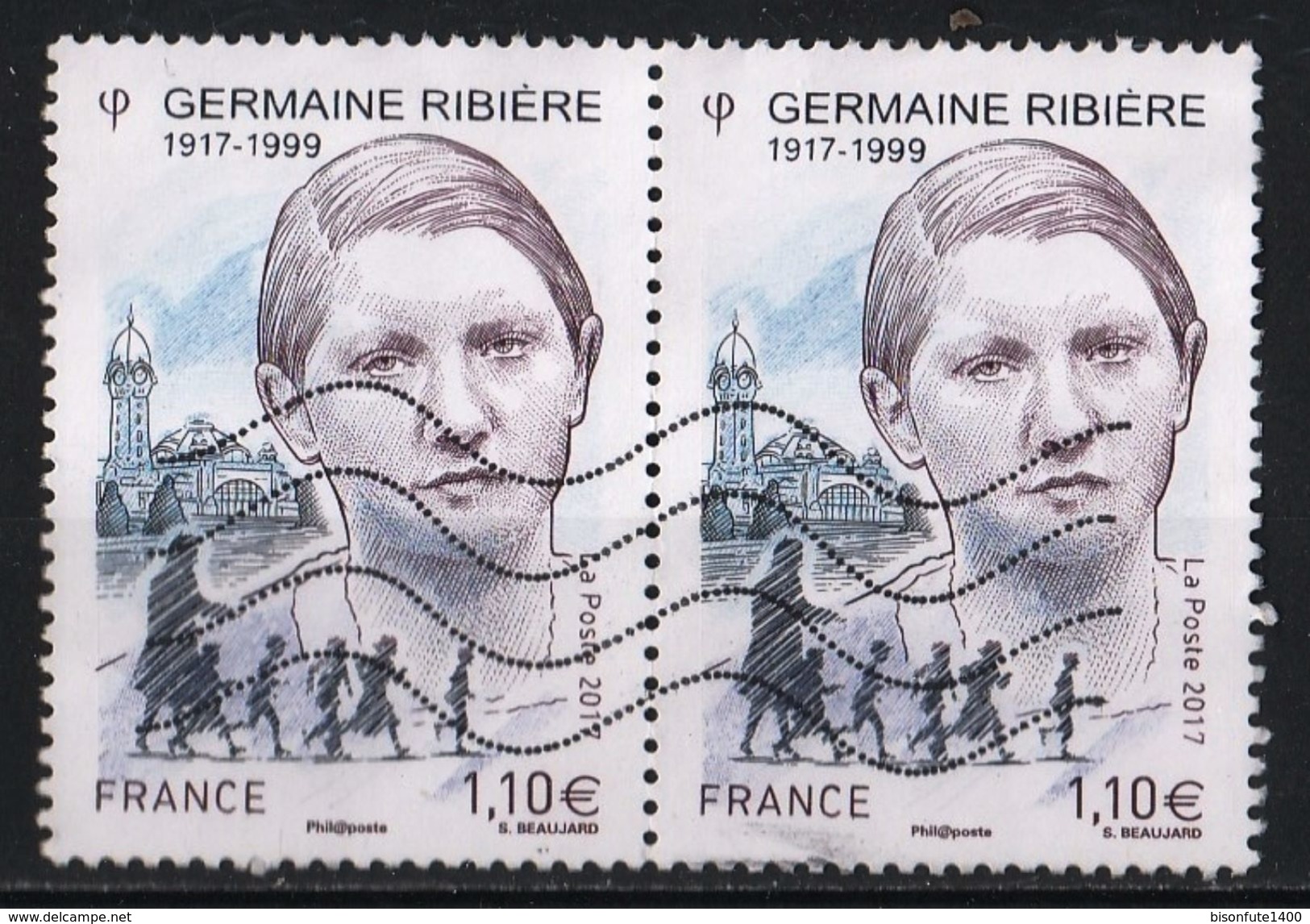 France 2017 : Timbres Yvert & Tellier N°        Se Tenant En Paire Avec Oblitération Mécanique. - Used Stamps