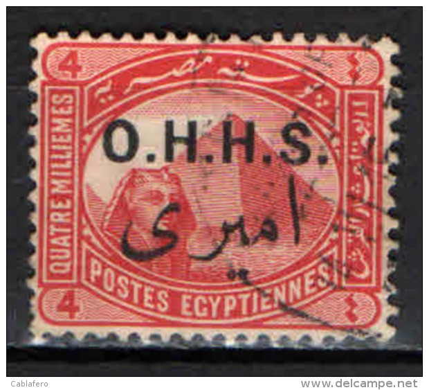 EGITTO - 1907 - PIRAMIDE E SFINGE CON SOVRASTAMPA O.H.H.S. - NUOVO TIPO - USATO - Servizio