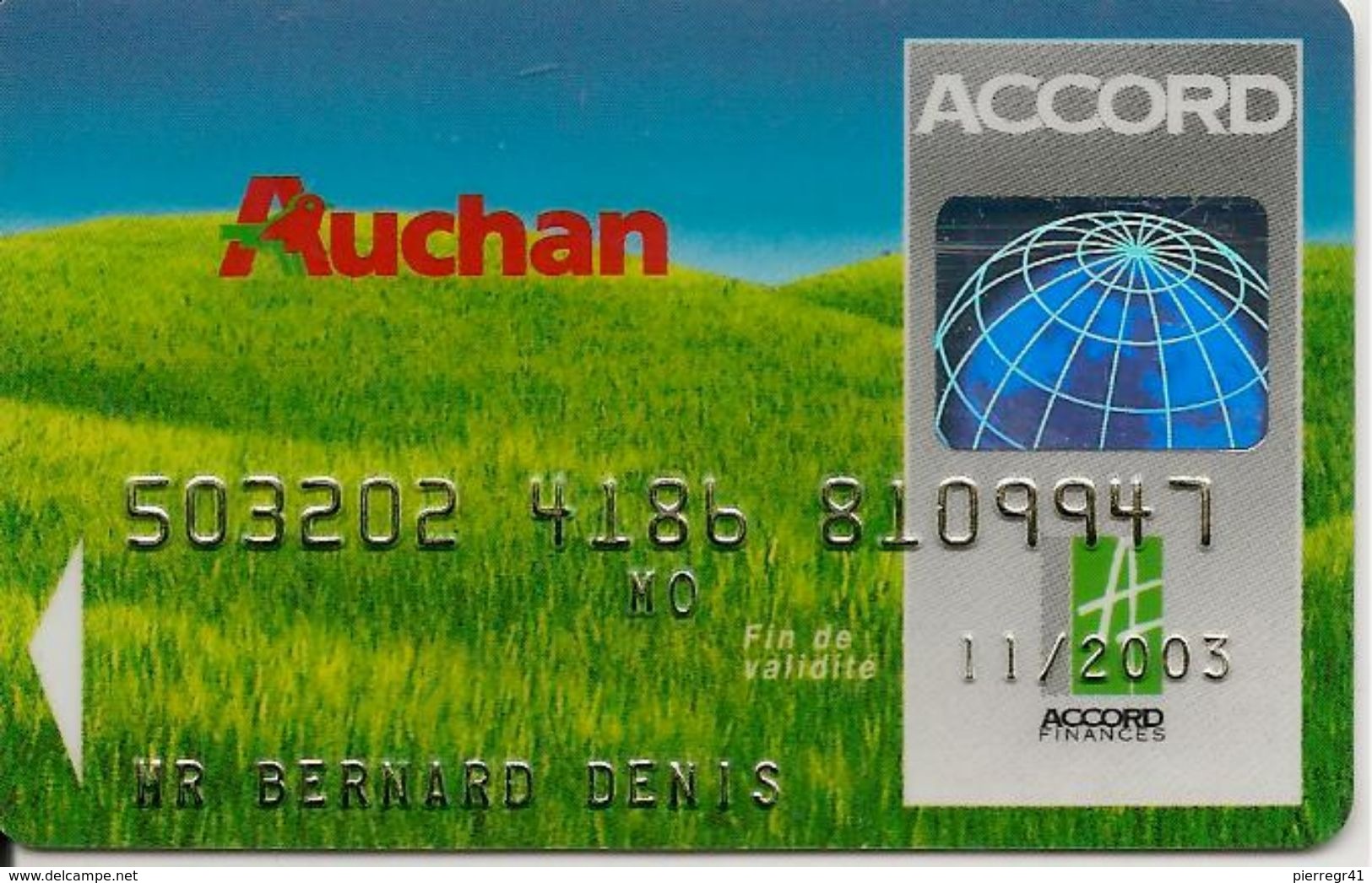 -CARTE@-MAGNETIQUE-CB-AUCHAN-ACCORD-11/2003-Schlumberger-TBE-RARE - Cartes Bancaires Jetables