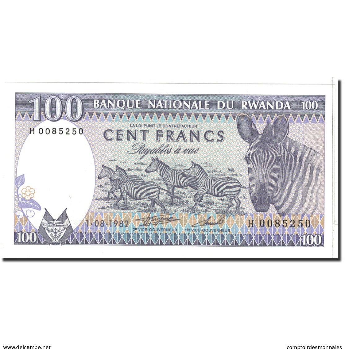 Billet, Rwanda, 100 Francs, 1982, 1982-08-01, KM:18, NEUF - Ruanda