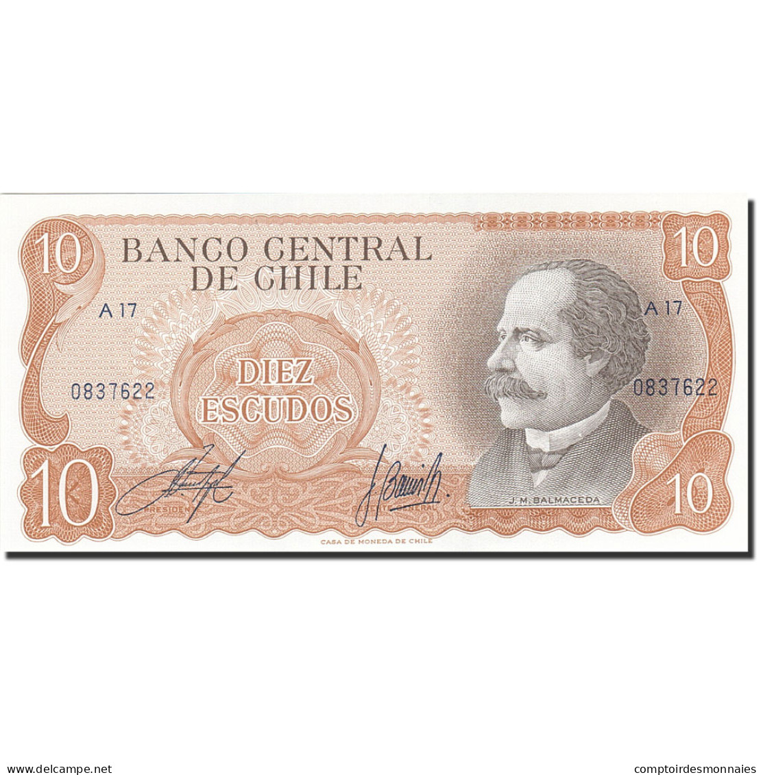 Billet, Chile, 10 Escudos, 1967-1976, UNdated (1970), KM:142, NEUF - Chile