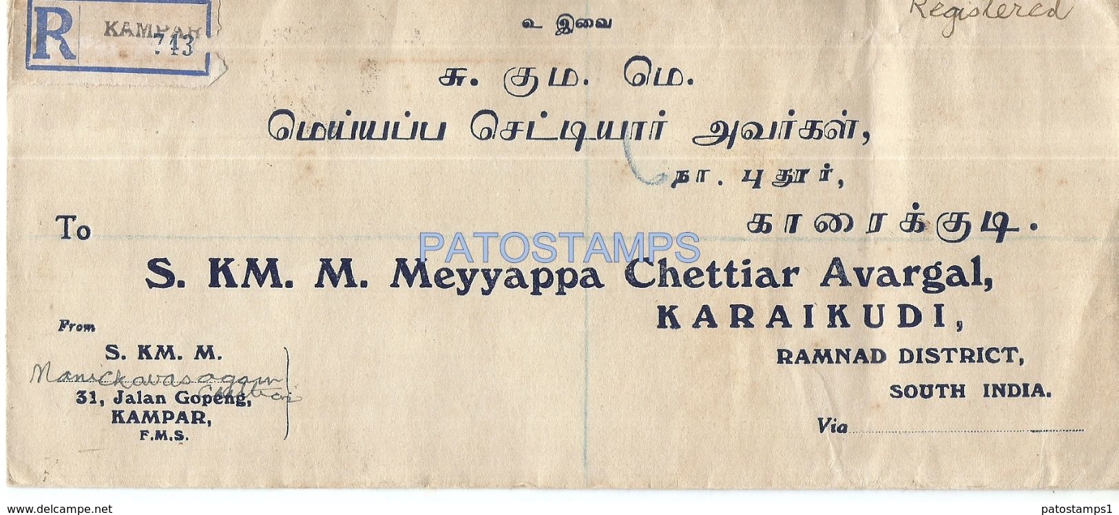 74410 MALAYA COVER REGISTERED CIRCULATED TO SOUTH INDIA SINGAPORE NO POSTAL POSTCARD - Sonstige - Asien