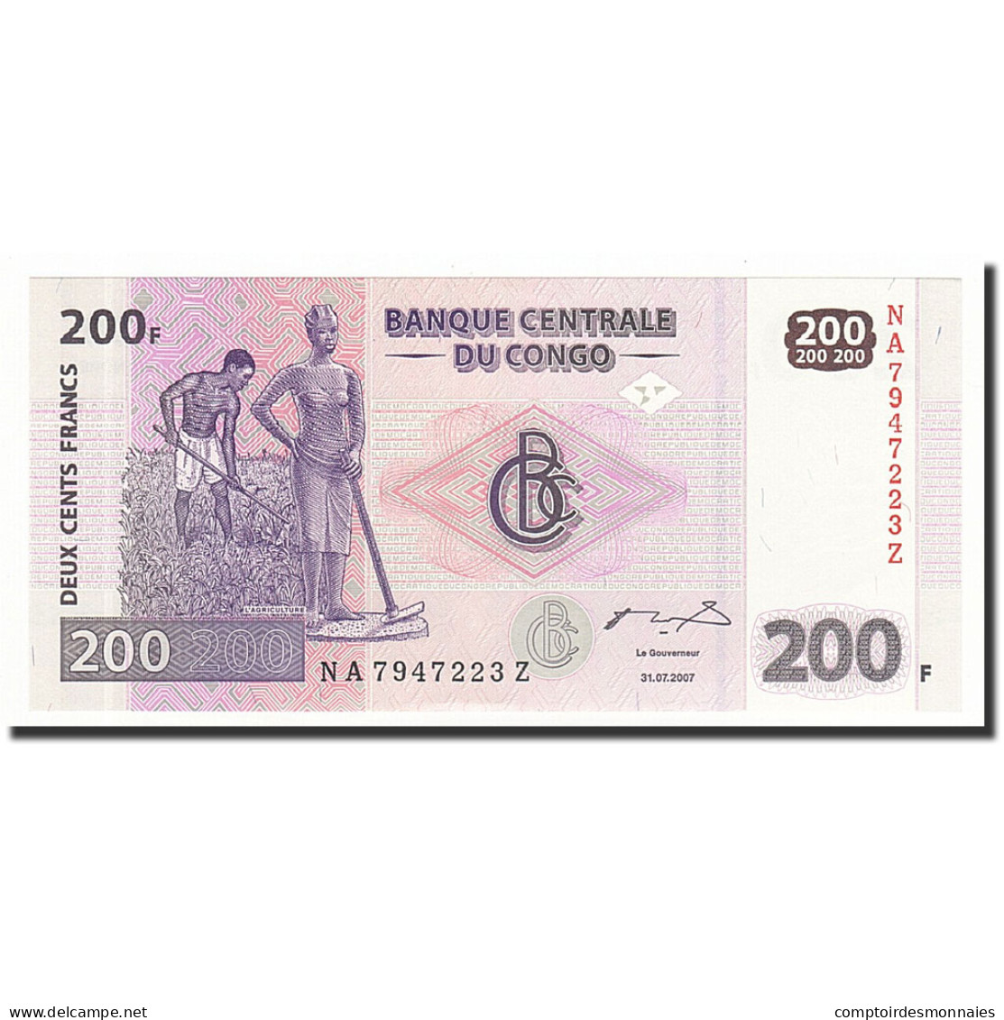 Billet, Congo Democratic Republic, 200 Francs, 2007, KM:99a, NEUF - République Démocratique Du Congo & Zaïre