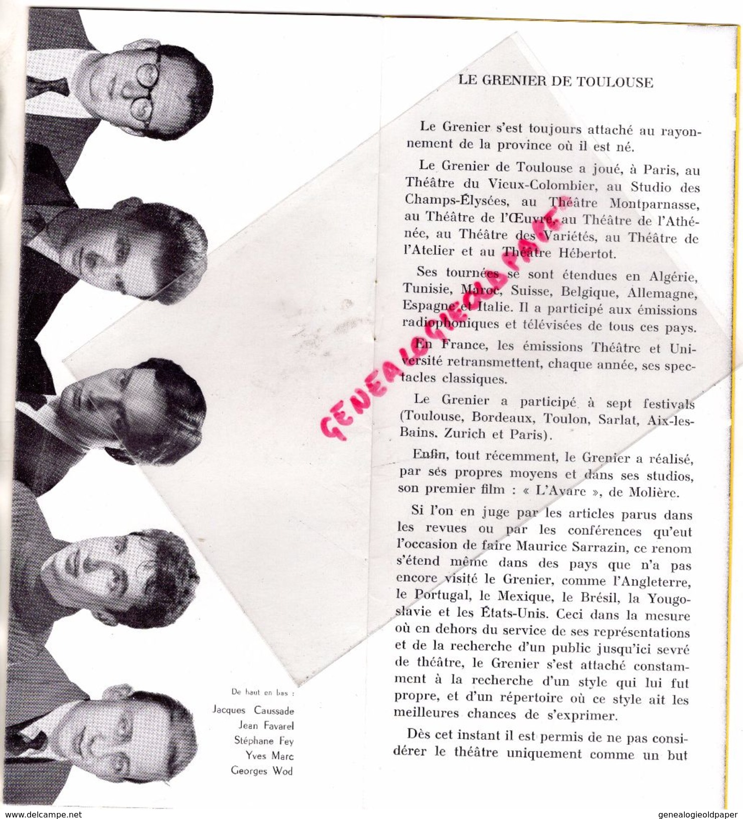 31 - TOULOUSE - PROGRAMME LE GRENIER -1958-L' HISTOIRE DU SOLDAT- IGOR STAVINSKY-JEAN FAVAREL-RENE BERGIL-SERGE BAUDO- - Programmes