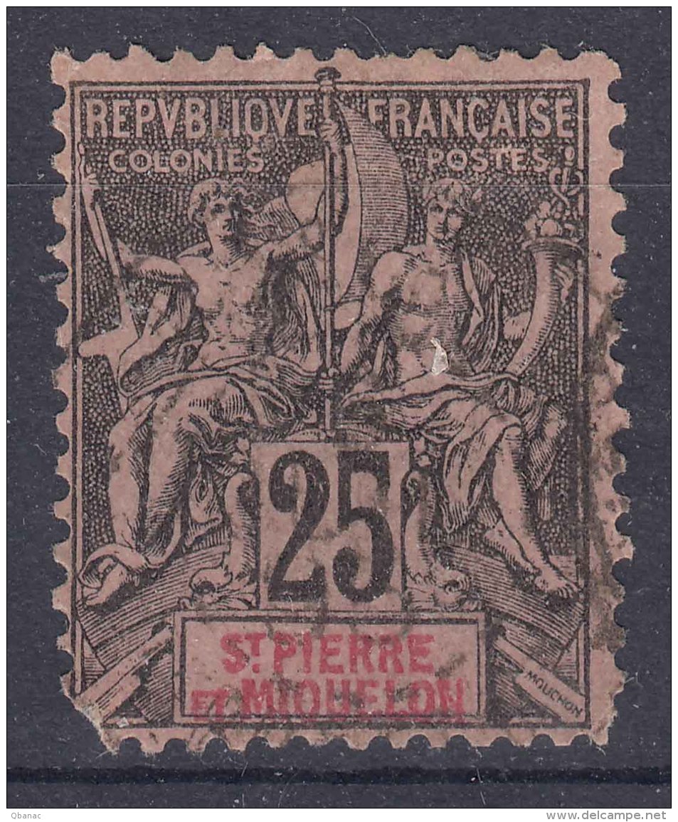 St. Pierre &amp; Miquelon 1892 Yvert#66 Used - Usados