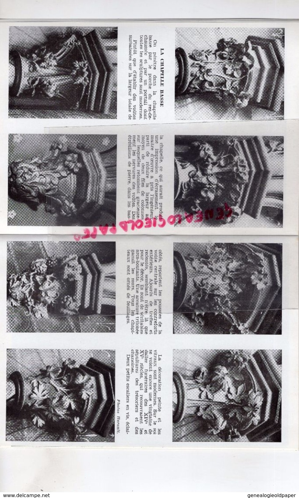 75- PARIS - LA SAINTE CHAPELLE  NEFS ET CLOCHERS -EDITIONS DU CERF-DENISE JALABERT - CONSERVATEUR 1960 - Tourism Brochures