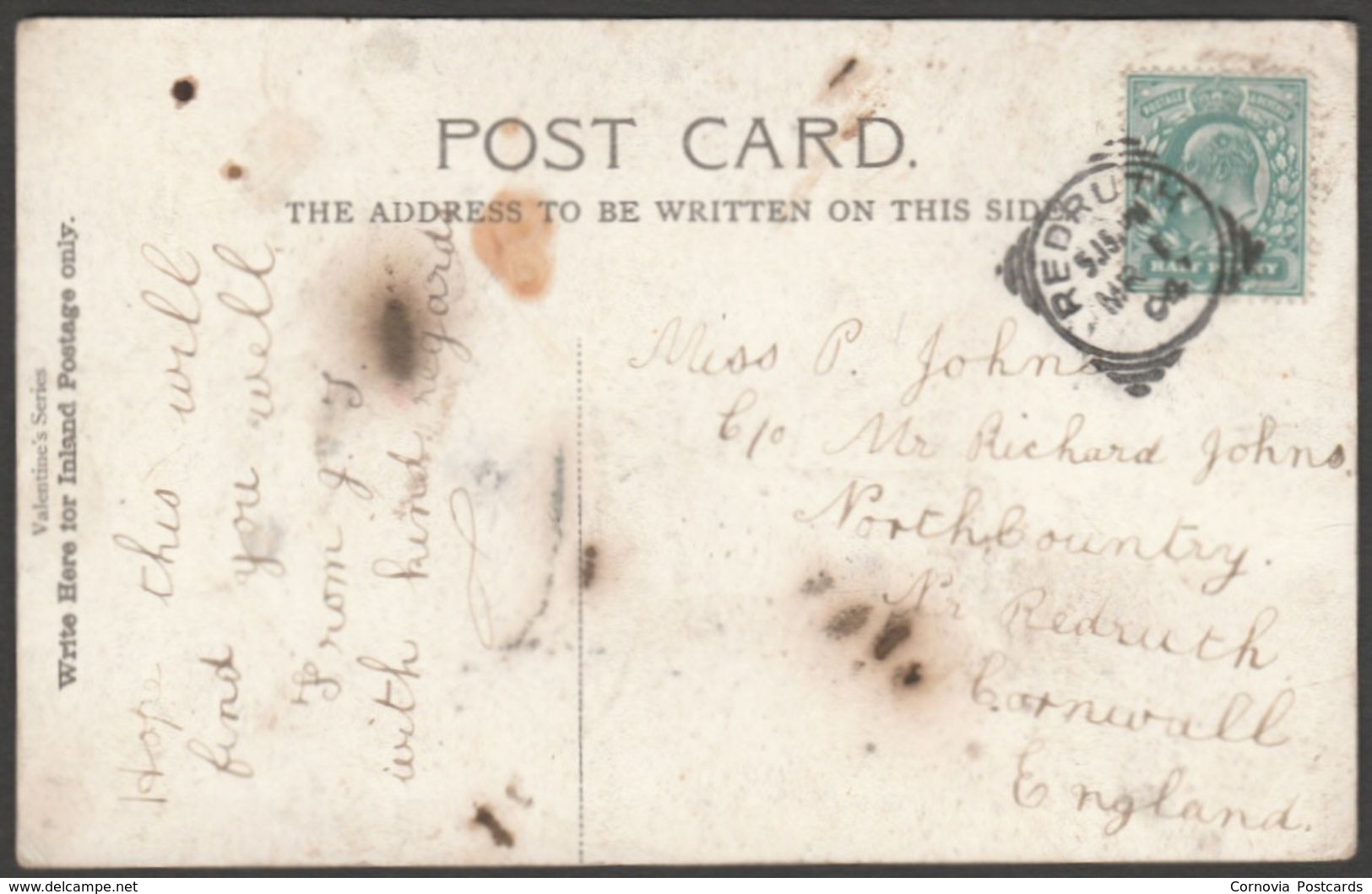 King Harry Passage, River Fal, Cornwall, 1904 - Valentine's Postcard - Other & Unclassified