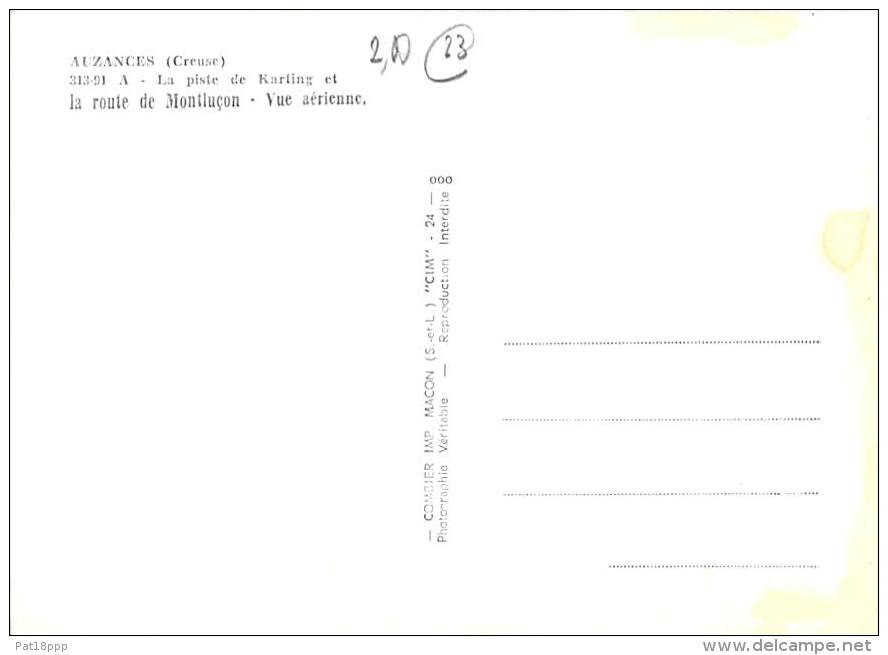 23 - AUZANCES : La Piste De Karting Et Route De Montluçon - CPSM Dentelée Colorisée  Grand Format - Creuse - Auzances
