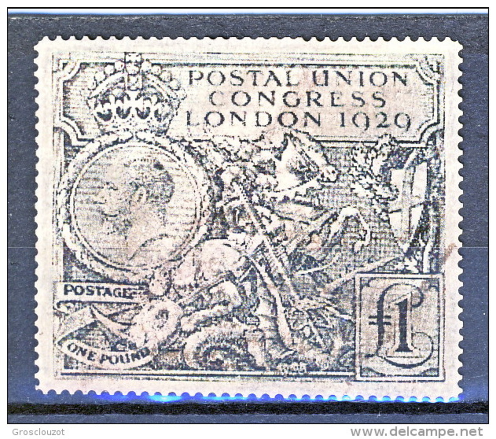 UK Giorgio V 1929 Congresso UPU 1 Sterlina Nero Usato Catalogo &euro; 1000 SPLENDIDO FALSO - Zonder Classificatie