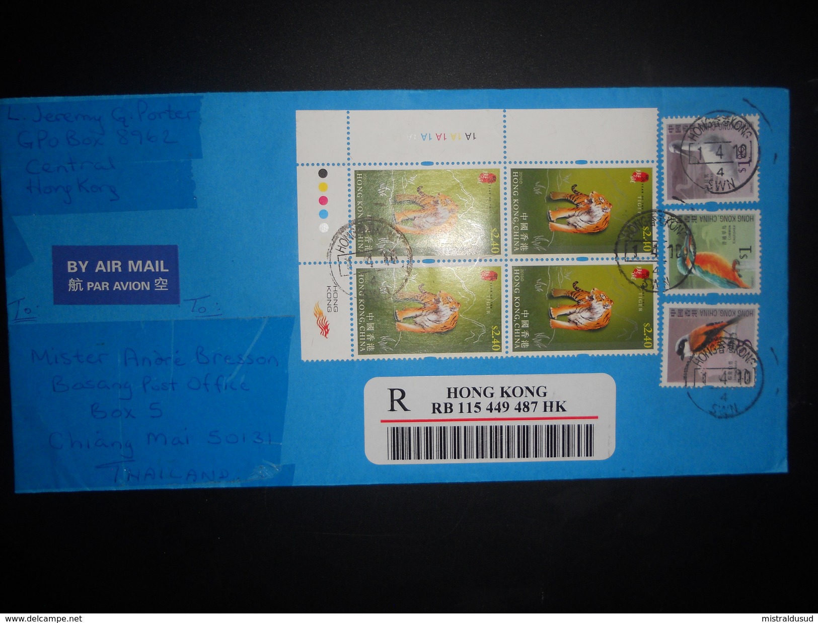 Hong Kong Lettre Recommande De 2010 Pour Chiang Mai - Storia Postale