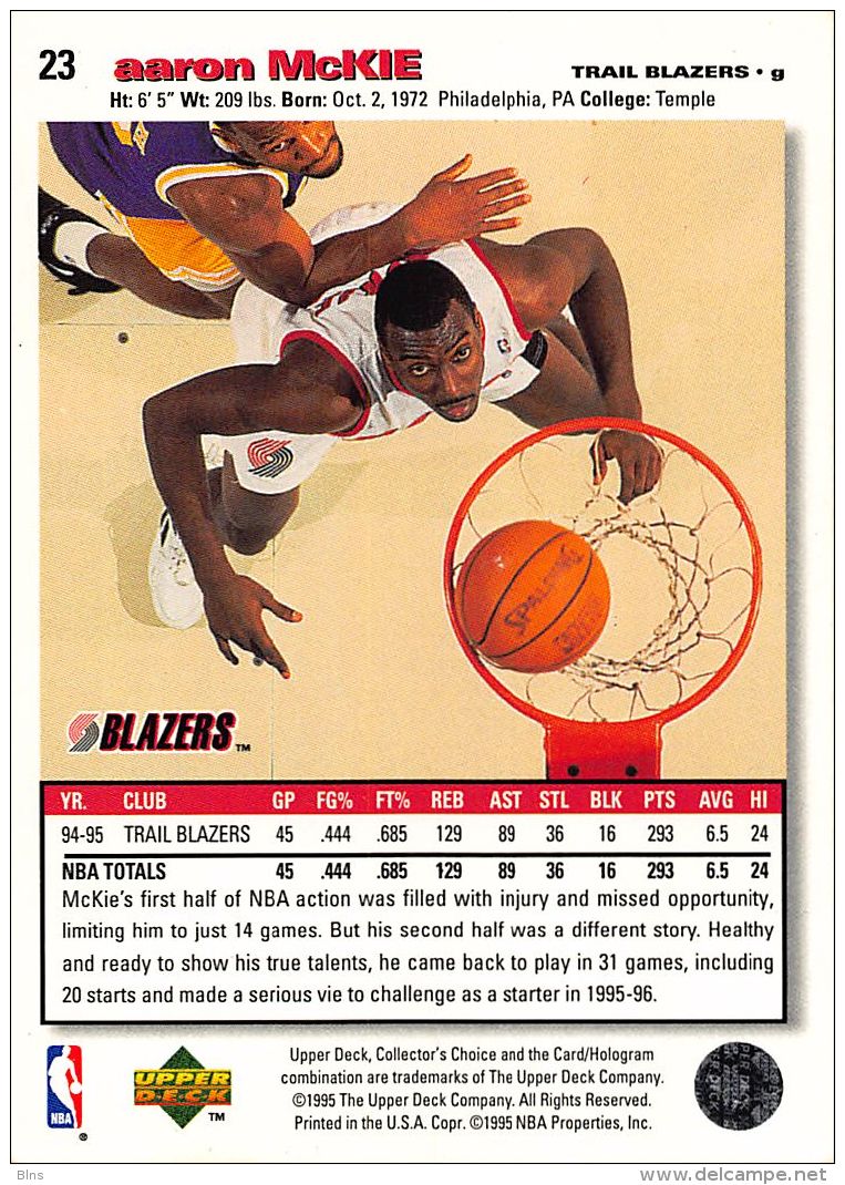 Aaron McKie - Upper Deck 1995-96 Collector's Choice - N.23 - 1990-1999