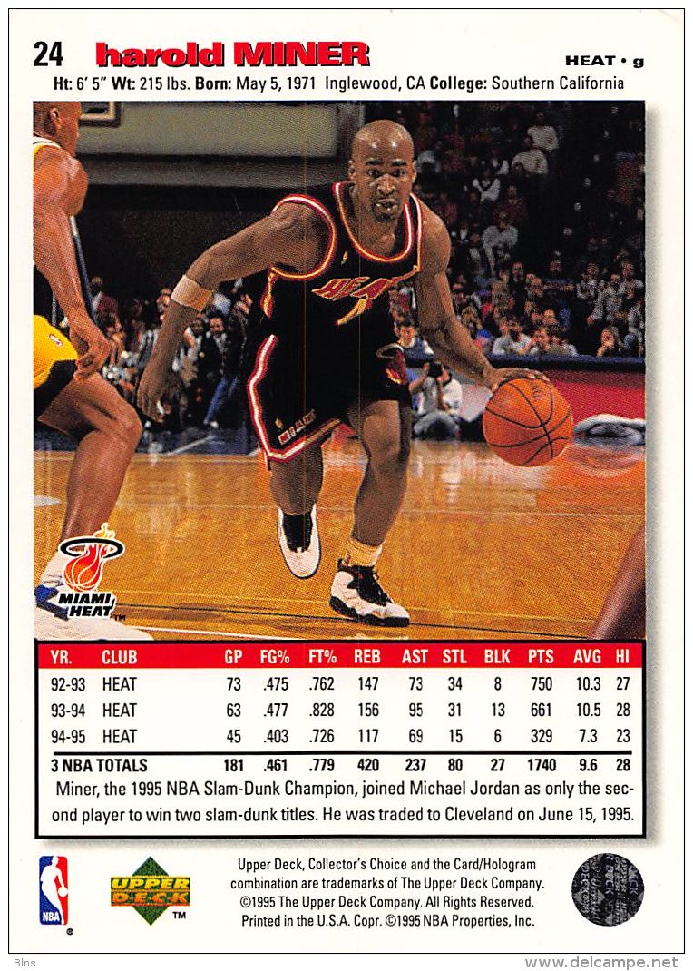 Harold Miner - Upper Deck 1995-96 Collector's Choice - N.24 - 1990-1999