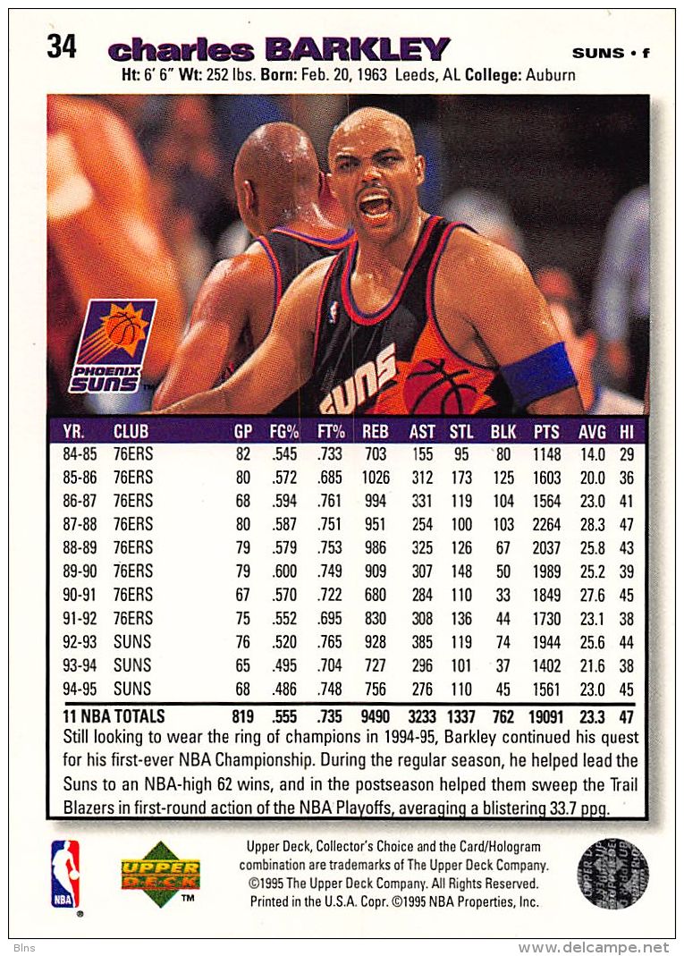 Charles Barkley - Upper Deck 1995-96 Collector's Choice - N.34 - 1990-1999